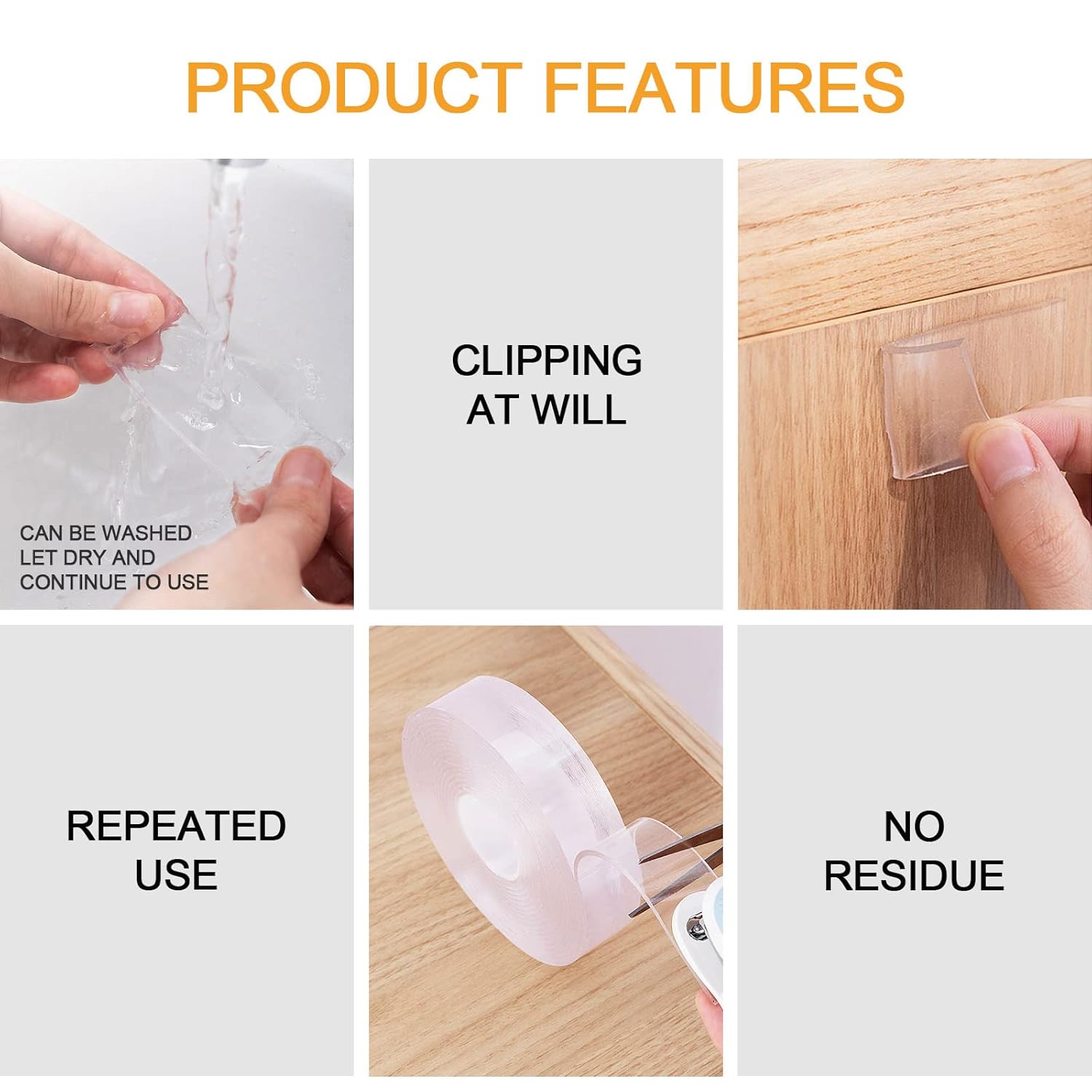 Labelebal Double Sided Tape Heavy Duty, 16.5FT Double Sided Mounting Tape, Reusable Strong Sticky Adhesive Tape for Walls Removable Waterproof (Pack of 1) : Office Products