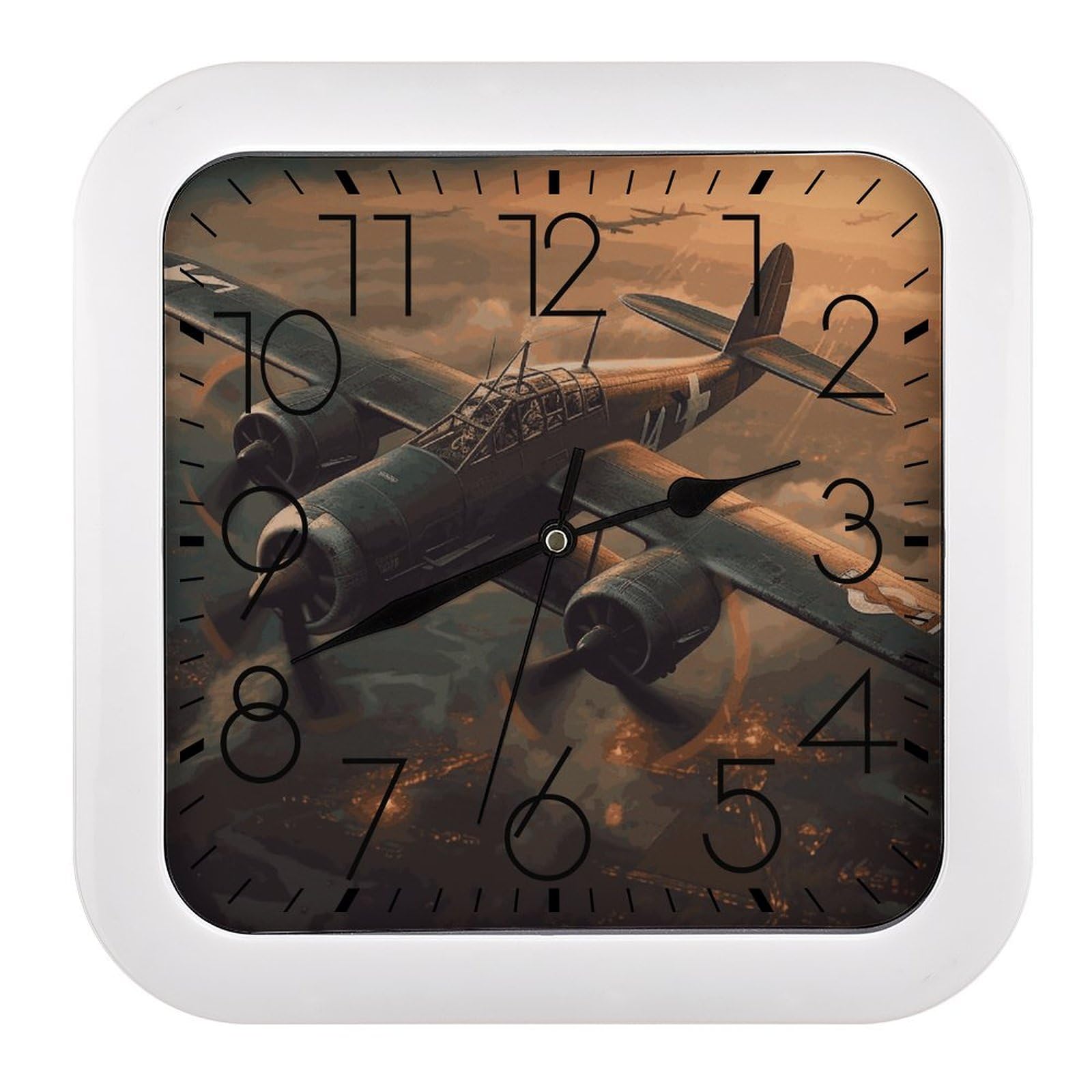 Horloge en plastique carrée sans tic-tac de 25,4 cm pour en finir avec les bruits nocturnes
