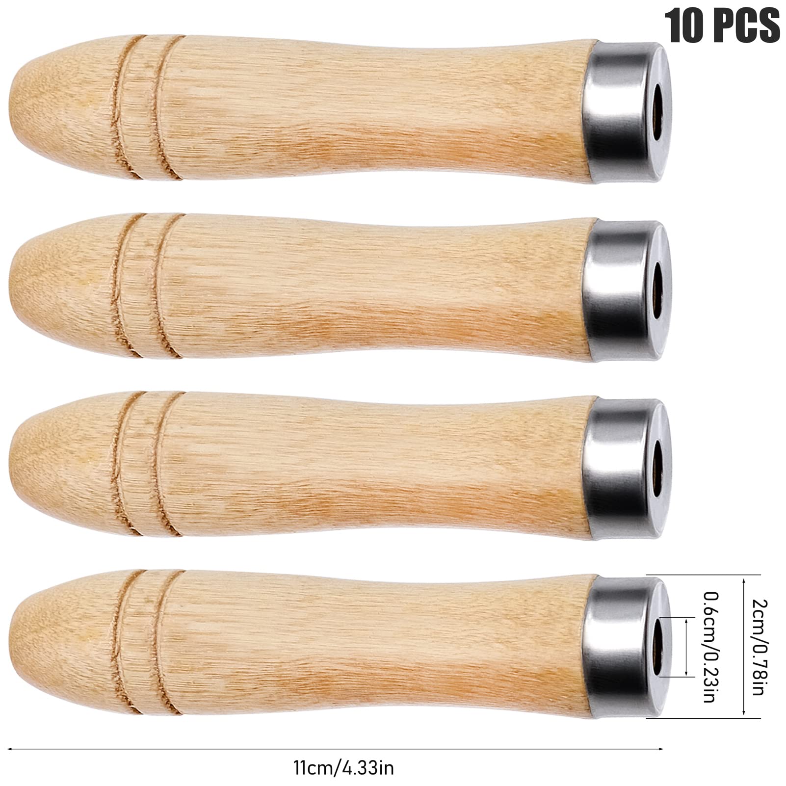 Mango de lima de madera de 10 piezas, mango de lima de seguridad para mango, herramienta de corte de lima de repuesto, artesanía, 11 cm de longitud (orificio de 6 mm)