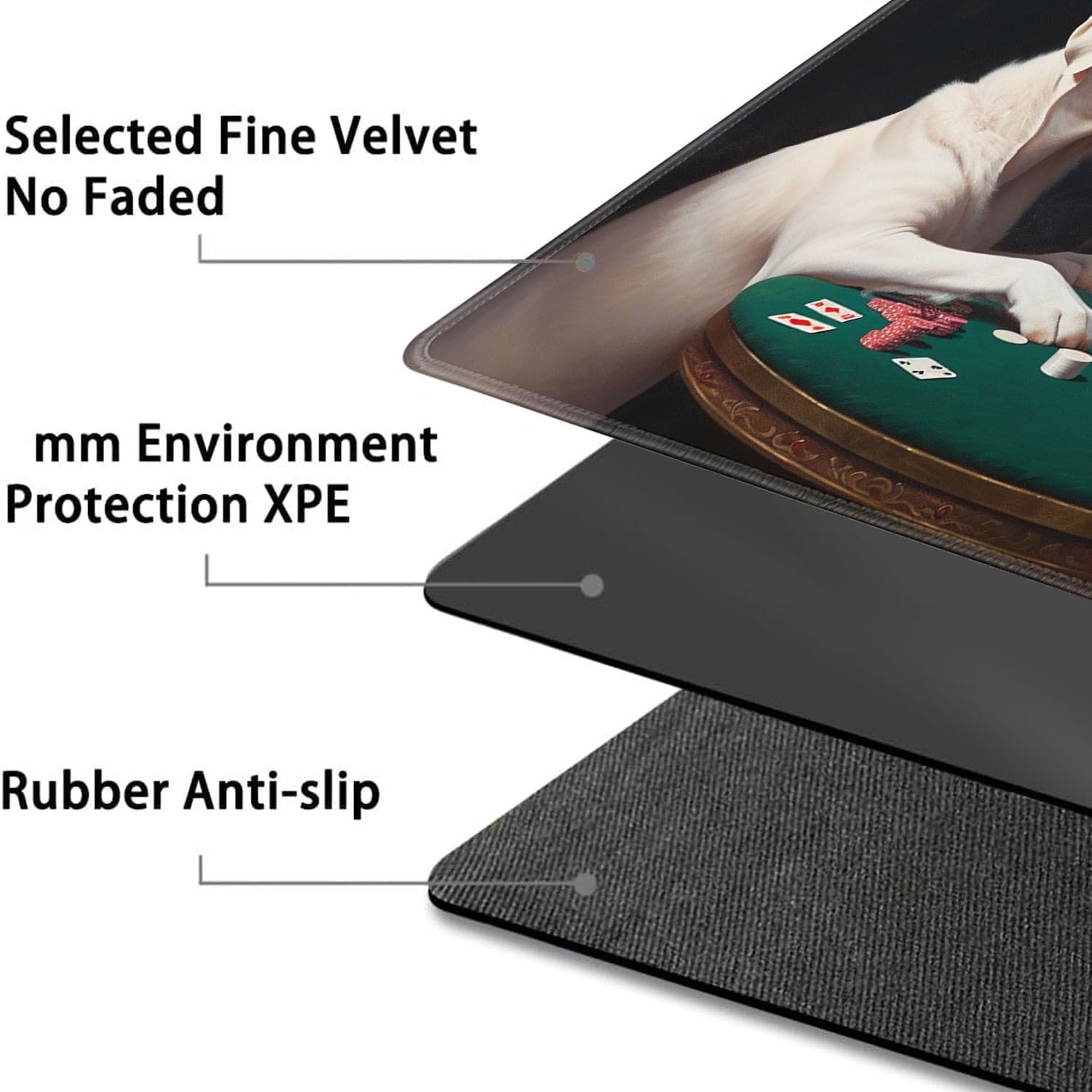 for MTG Playmat + Drawstring Travel Pouch + 6 Dice Counter, for Tabletop Trading Card Game Playmats or Large Mouse Pad, Anti-Slip Rubber 24 x 14 in, Dogs Playing Poker for TCG Playmat