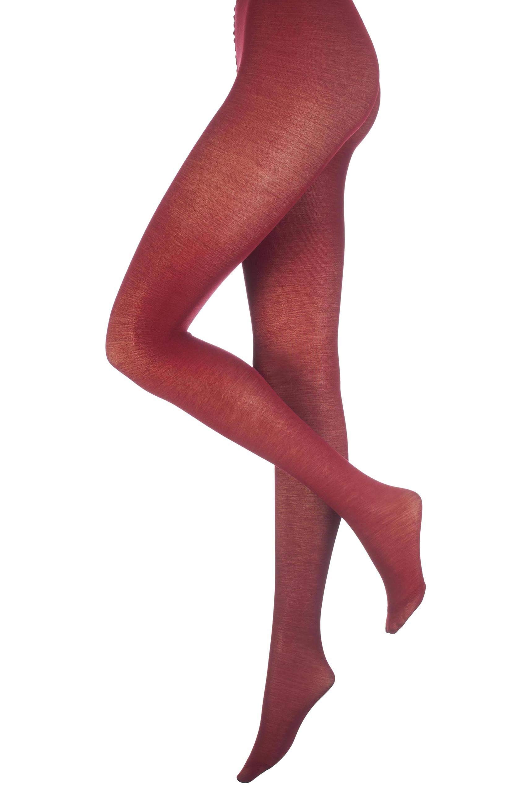 Trasparenze Women's Rubino 1 Pair Jennifer Merino Wool Tights In 7 Colours - Large - Wine Red
