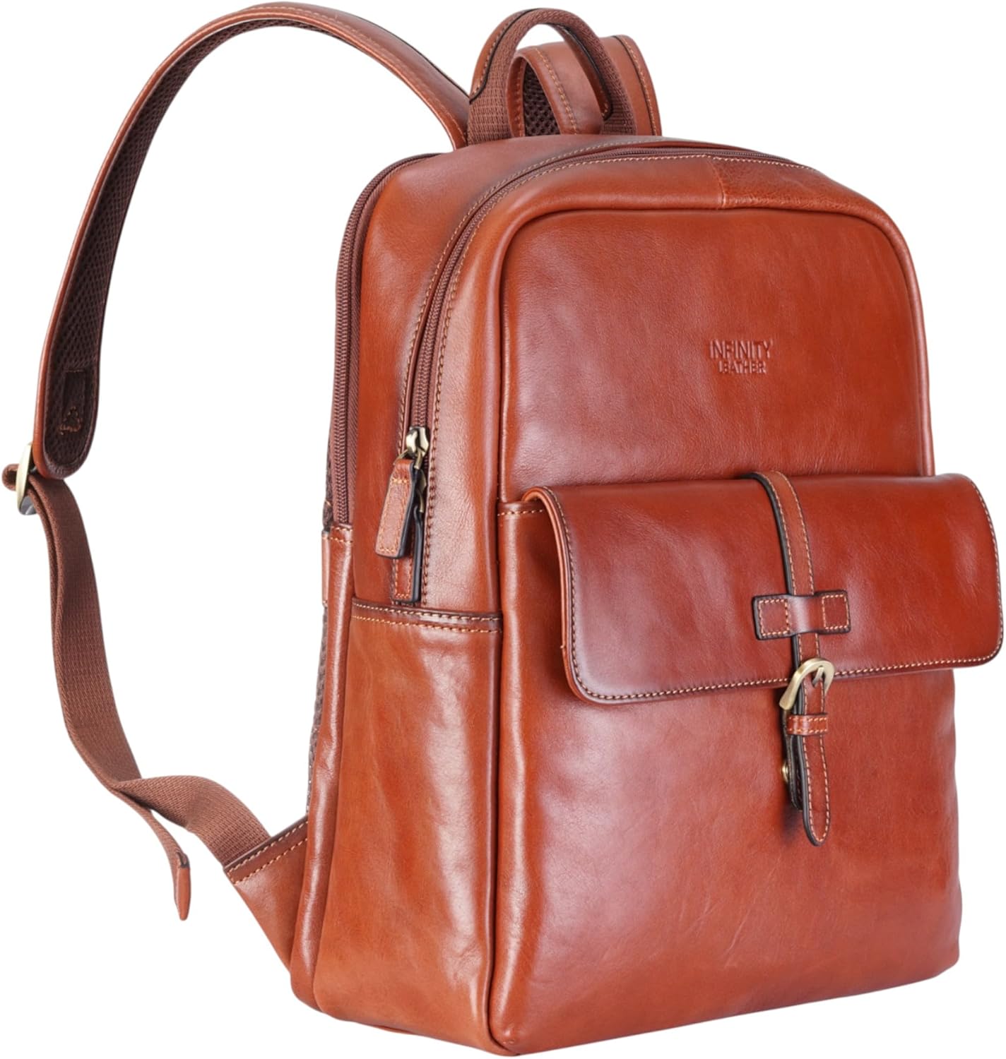 Genuine Leather Backpack Rucksack – Vintage Laptop Bag Fits 15.6” – Cowhide Travel Shoulder Bag for Men & Women – 14L Daypack