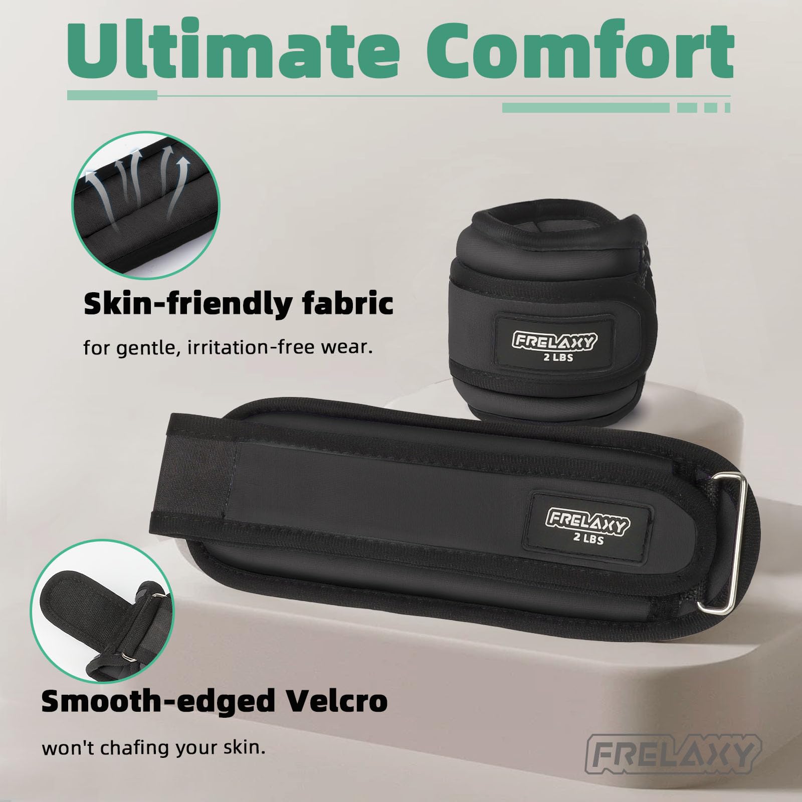 Frelaxy Pesas de tobillo y muñeca para mujeres, hombres y niños, cómodas pesas ajustables para caminar, gimnasio, yoga, pilates, baile, cardio y entrenamiento de fuerza, 1 libra y 2 libras