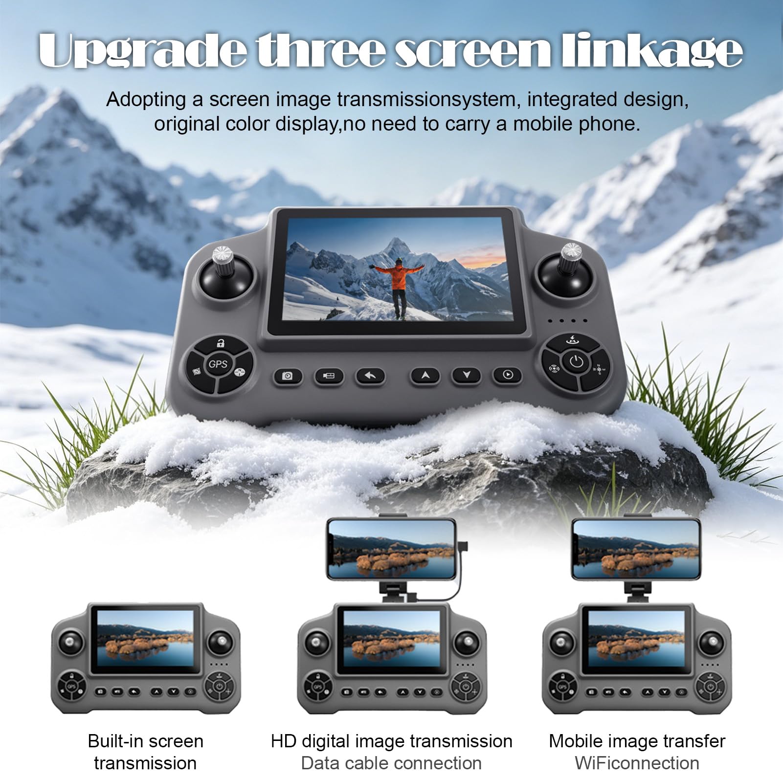 Drone 4K GPS FPV con Display HD 5" e 3 Batterie