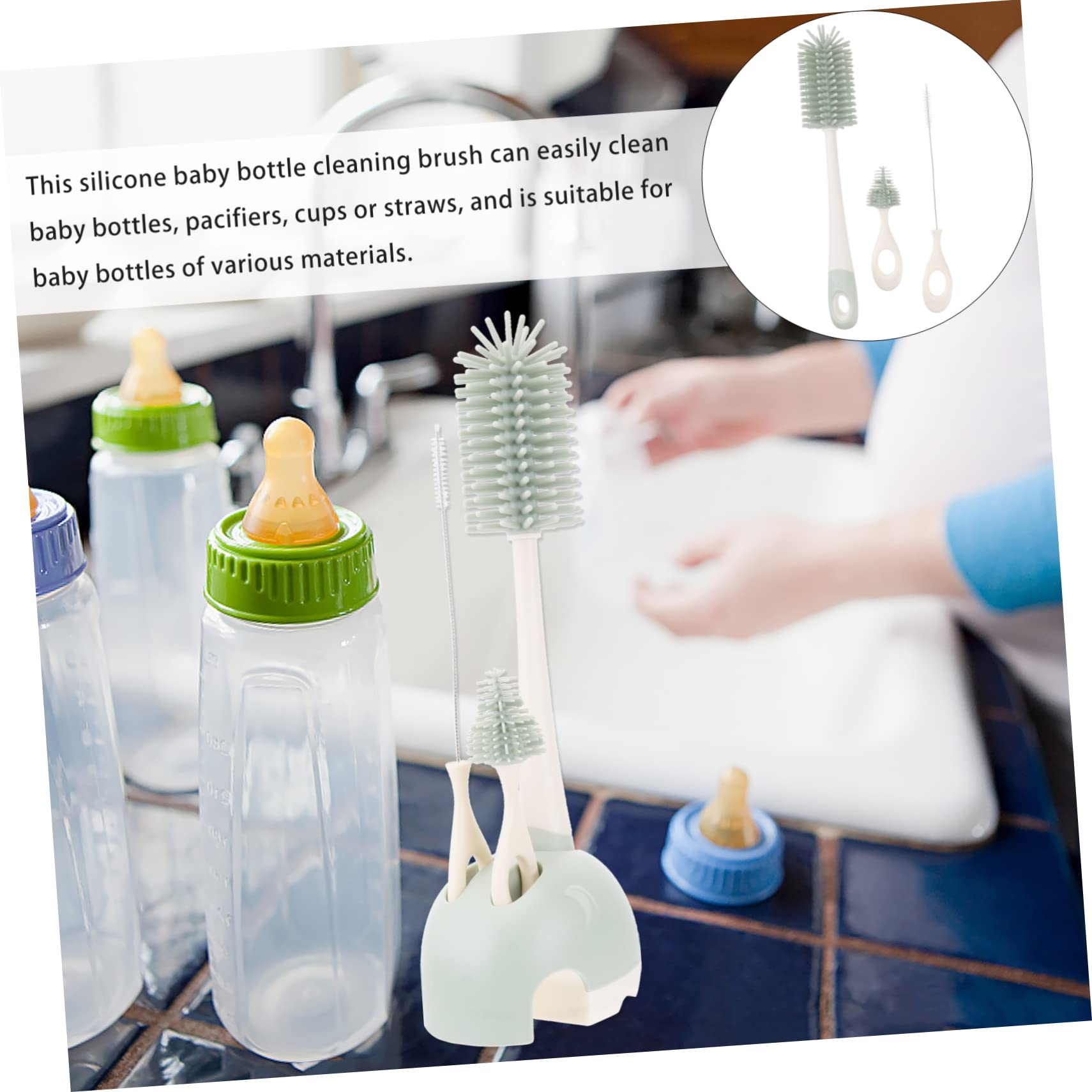 UPKOCH 2pezzi Spazzole Silicone Per La e Bottiglie Rotazione Bristle Per Rimuovere Macchie