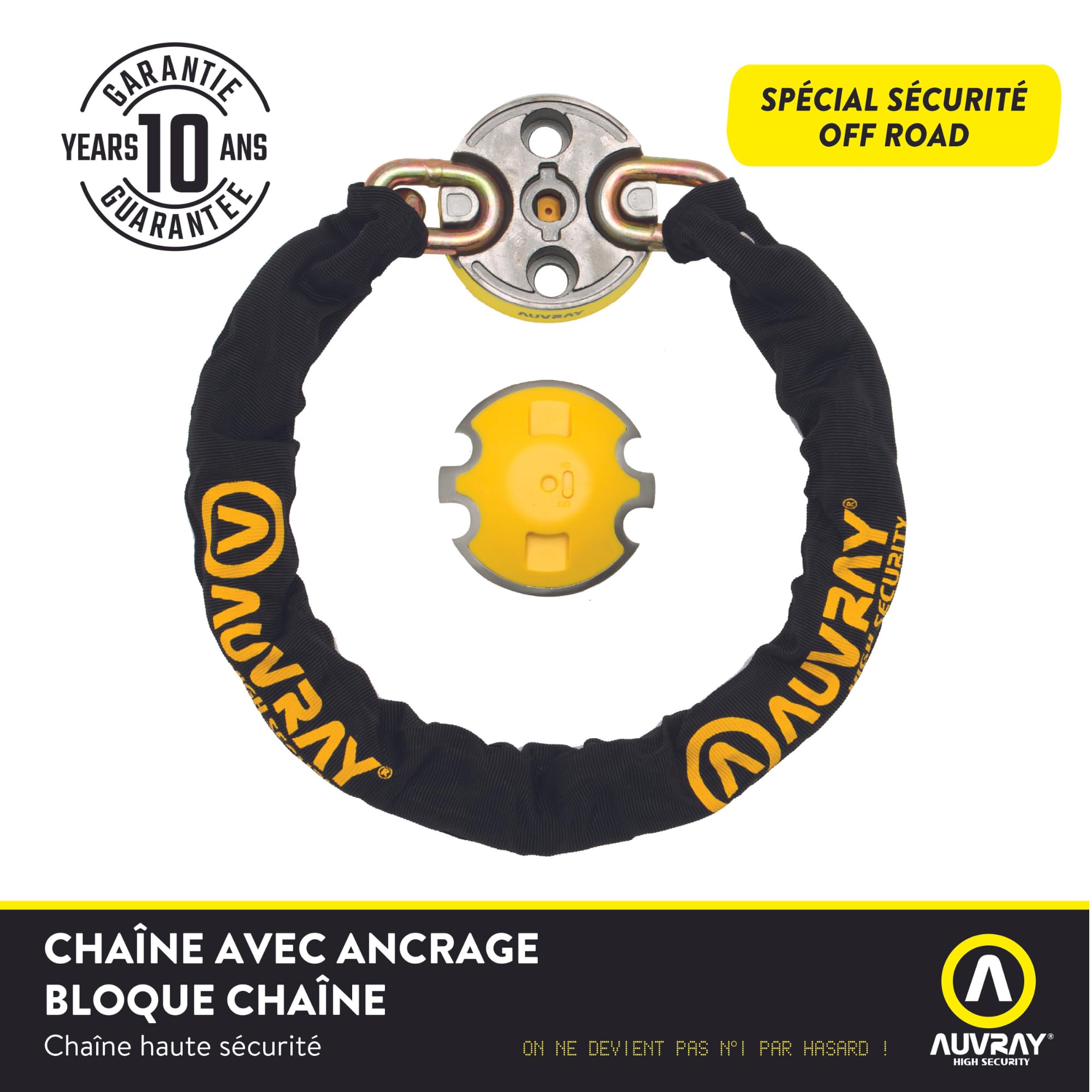 AUVRAY - Ancrage au sol ou mural avec chaine SRA 1M-CHAINE XTREM PROTECT D. 13,5 L. 100-Protection maximale-Bloc de Condamnation-Double Verrouillage-Cylindre Haute Sécurité-Anti-Crochetage Anti-Sciage