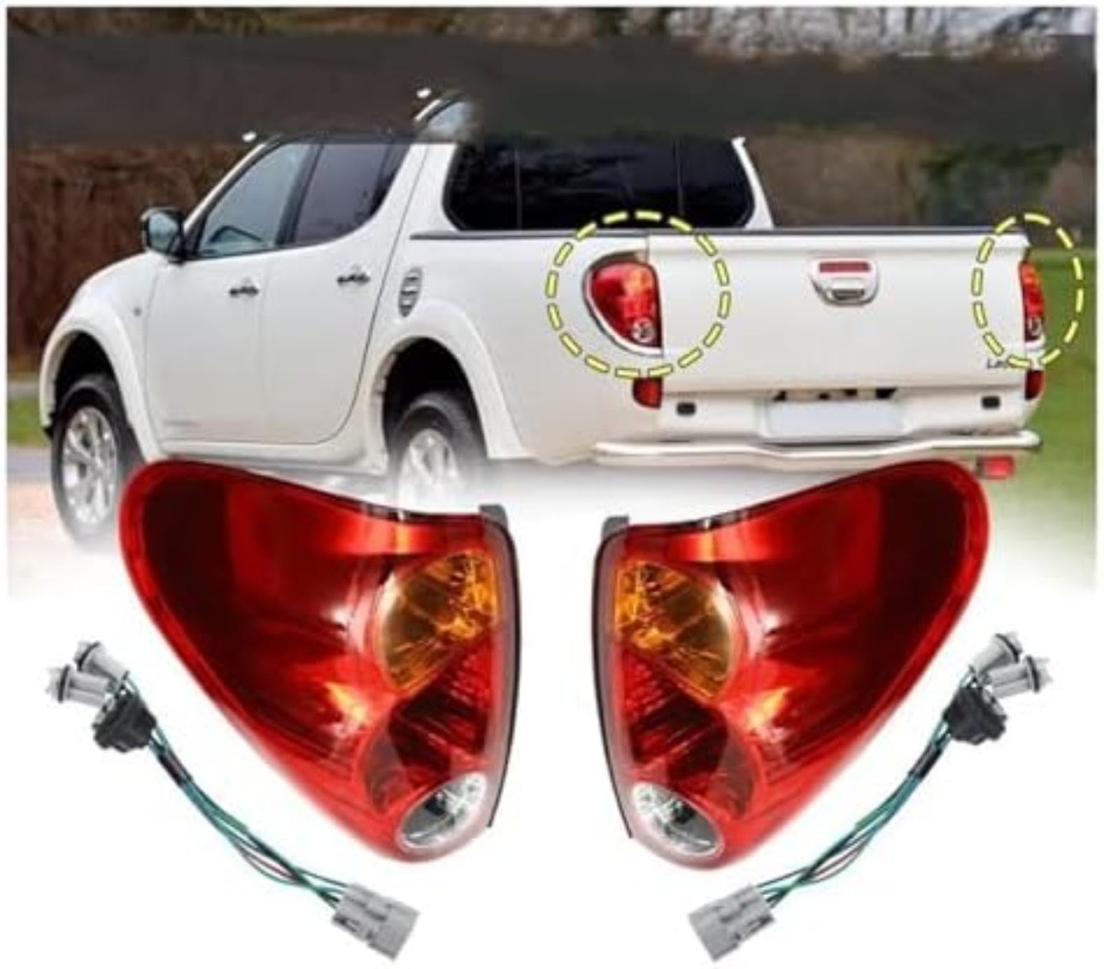 Riflettore paraurti posteriore, per L200, per Triton 2005-2011-2016 Fanale posteriore a LED per auto Rosso Freno Fendinebbia Indicatore di direzione con accessori in filo Luci (Right)