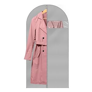 Grey PEVA Lightweight Breathable Garment Bag for Hanging Clothes 24 x 47 Inches Garment Covers - Ideal for