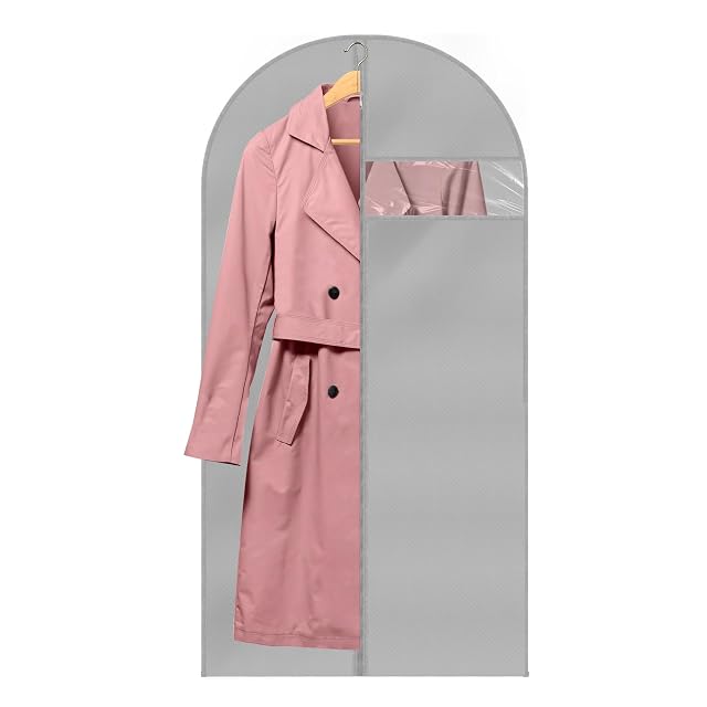 Grey PEVA Lightweight Breathable Garment Bag for Hanging Clothes 24 x 47 Inches Garment Covers - Ideal for