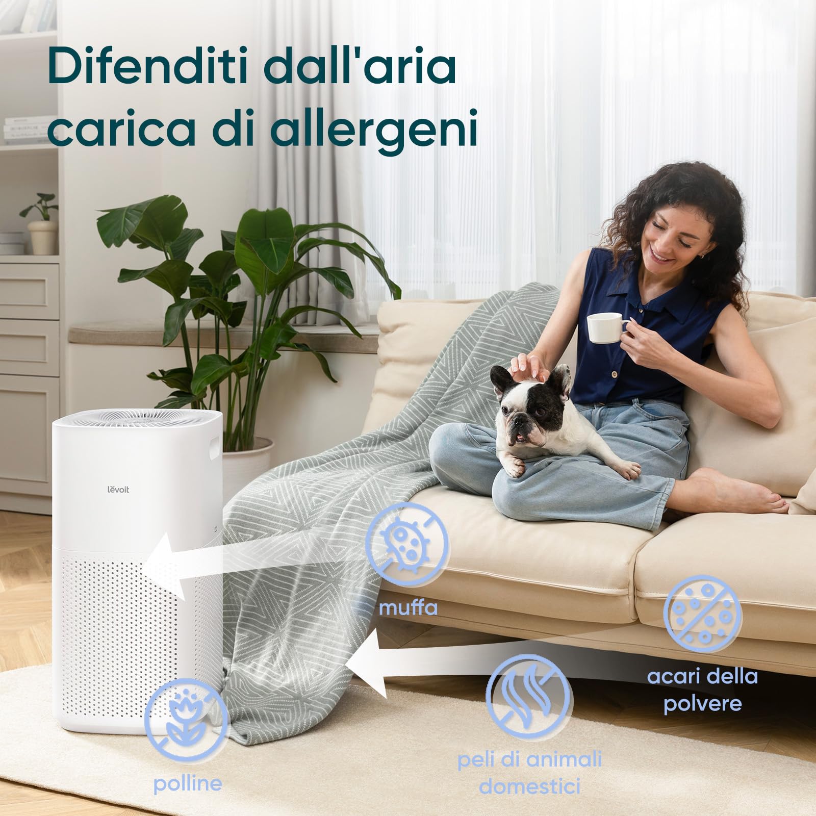 Levoit Purificatore d'Aria Smart per Grande Camera, CADR 697m³/h, 147㎡ — immagine 7 di 16