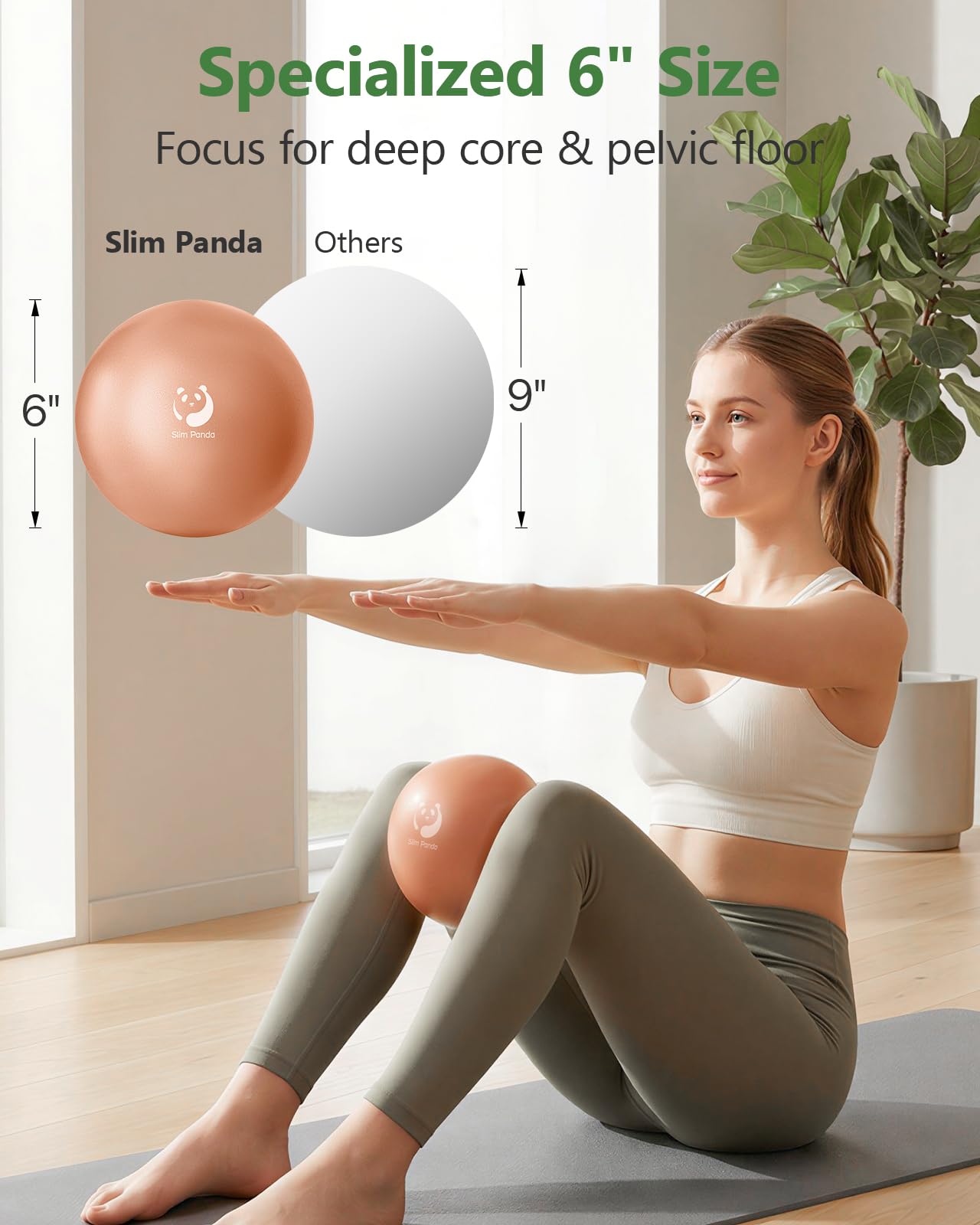 Slim Panda Petit ballon de gymnastique, 15 cm, avec paille gonflable, ballon de yoga souple pour la maison, le fitness, l'entraînement d'équilibre - 2