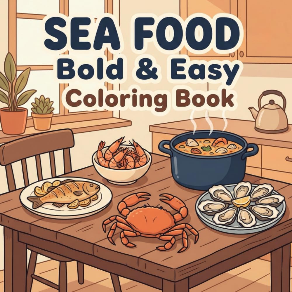 Seafood Coloring Book: Adorable Illustrations of Sea Life and Food for Relaxation and Fun