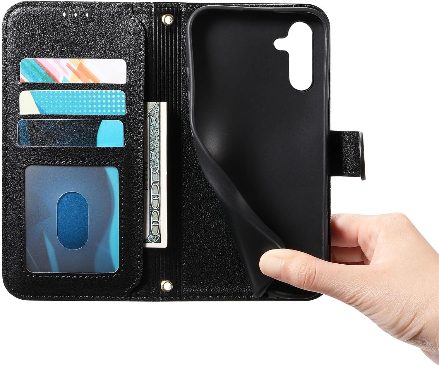 Compatible with Redmi K90 Pro Max 5G Compatible with Xiaomi Poco F8 Ultra 5G Flip Kickstand Zipper Wallet with a Lanyard and Magnetic Closure Phone Case Black