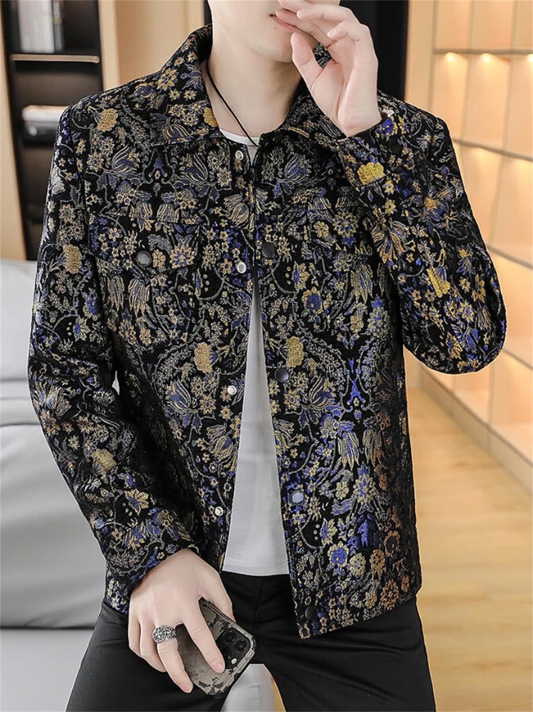 Męska wiosenna kurtka z nadrukiem w stylu vintage slim fit kurtki biznesowe wszechstronne towarzyskie codzienne płaszcze