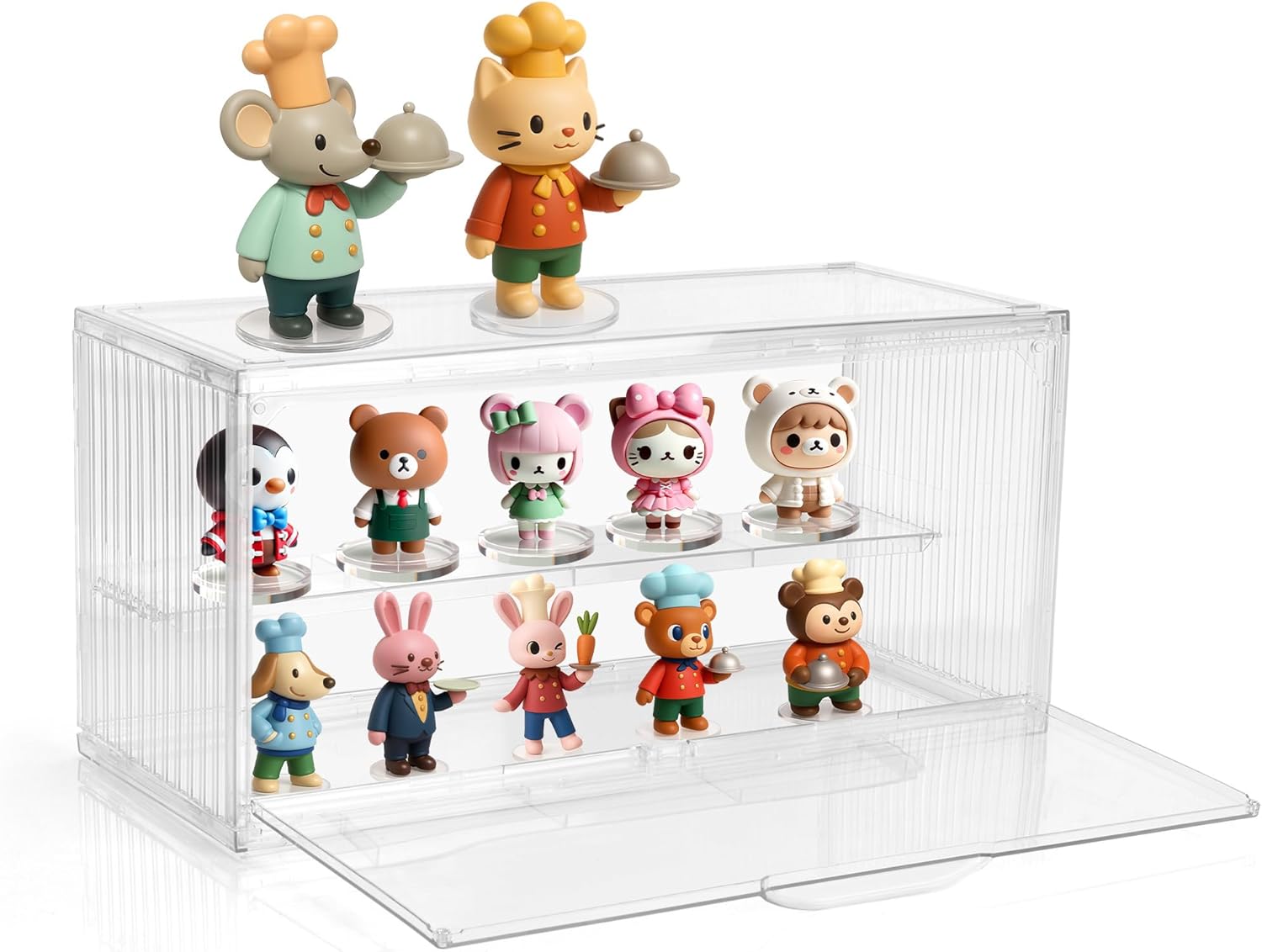 Acrylic Display Case, 2 Layer Adjustable Figure Display Case, Acrylic Display Box with Magnetic Door for Collectibles Action Figure |14.5 x 7.2 x6.3inches (3, 14.5 x 7.2 x6.3inches)