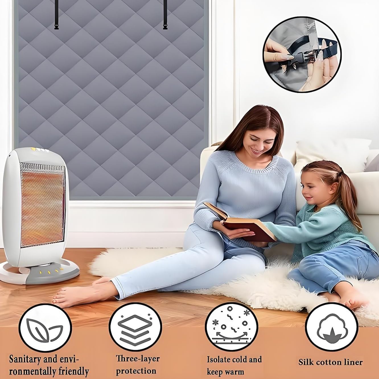 Window Insulation for Winter Window Insulation Kit 22" 30" 32" 40" 48" 63" 79" Thermal Insulated Curtains for Rv Windows Cold Air Blocker(Black,40" W x 73" H)