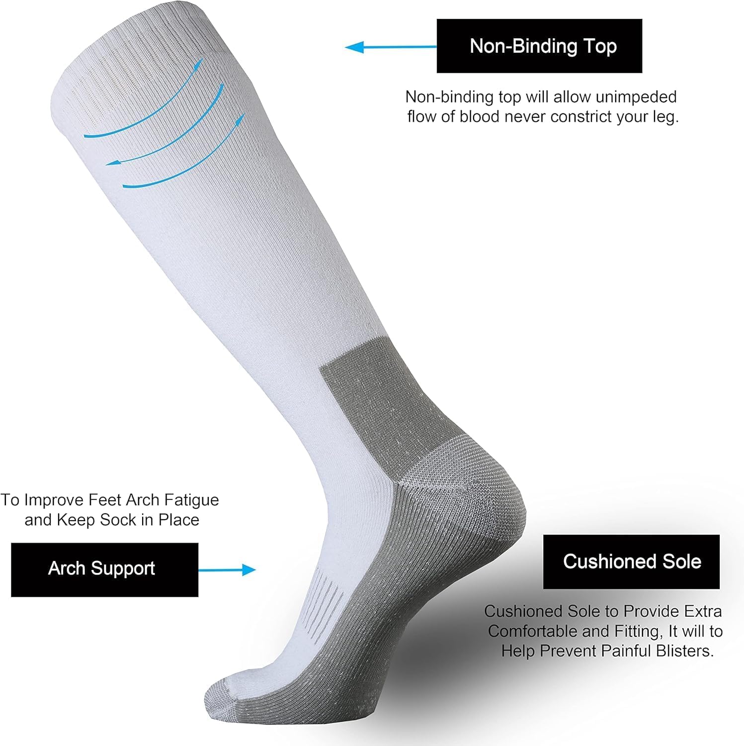 SoxDaddy Men's Cotton Full Cushion Over the Calf Socks Knee High Socks Tube Team Sports Socks for Men 3 Pairs - Image 4