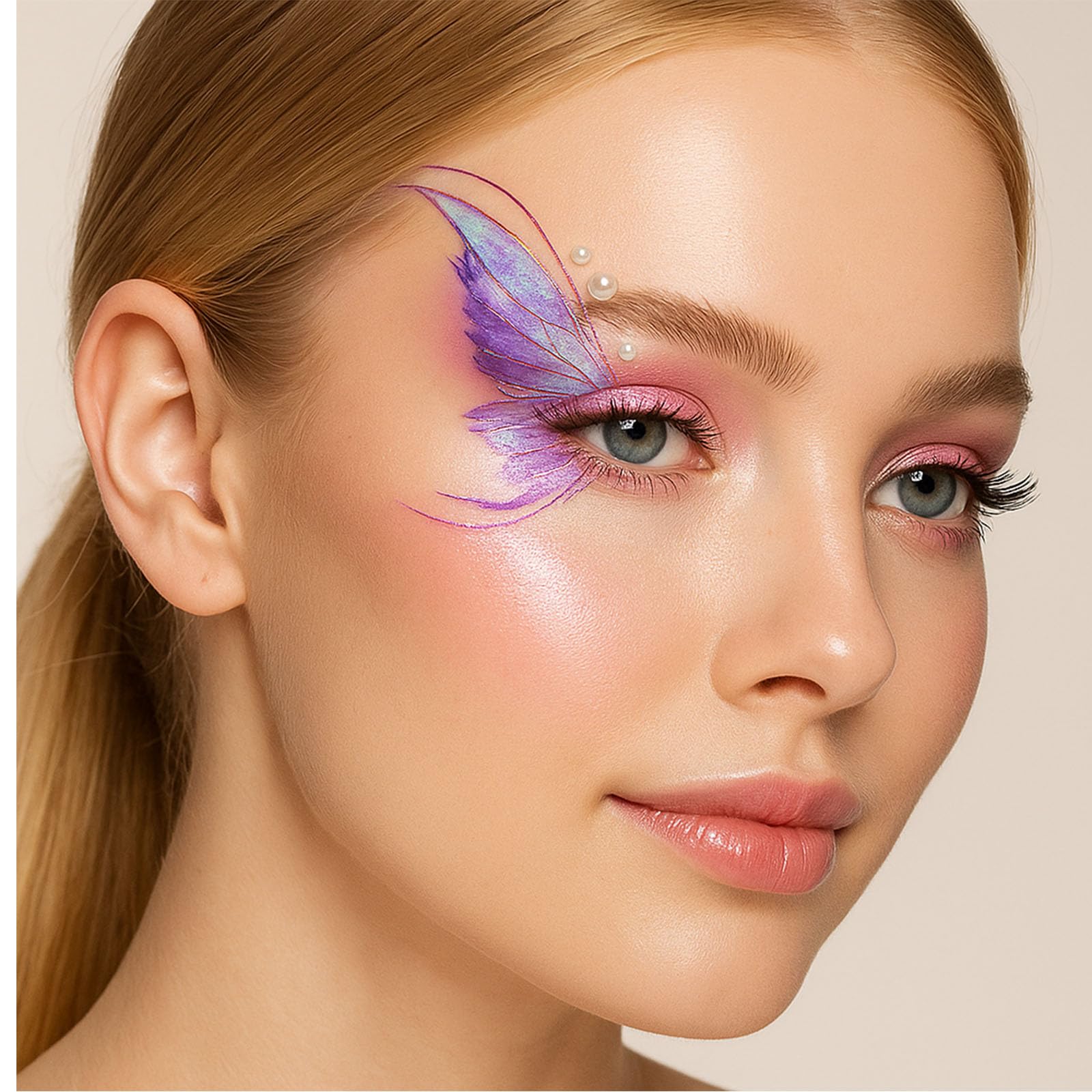 Multi-Design Butterfly & Pearl Face Jewellery Kit For Creative Eye Makeup - Image 2