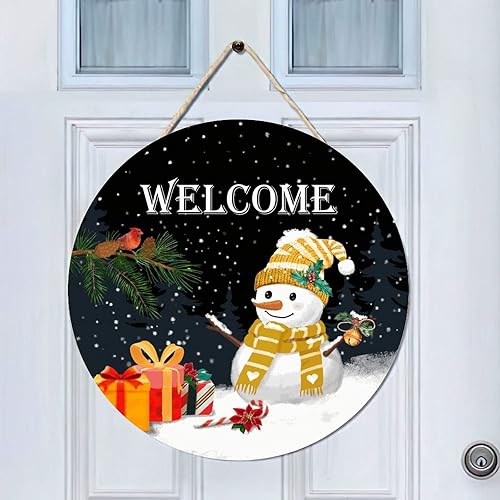 Miniatura 37 de Christmas Snowman Welcome Door Sign Winter Wooden Front Door Hanger Home Hanging Porch Sign Xmas Snowman Wood Ornament for Christmas Winter Holiday