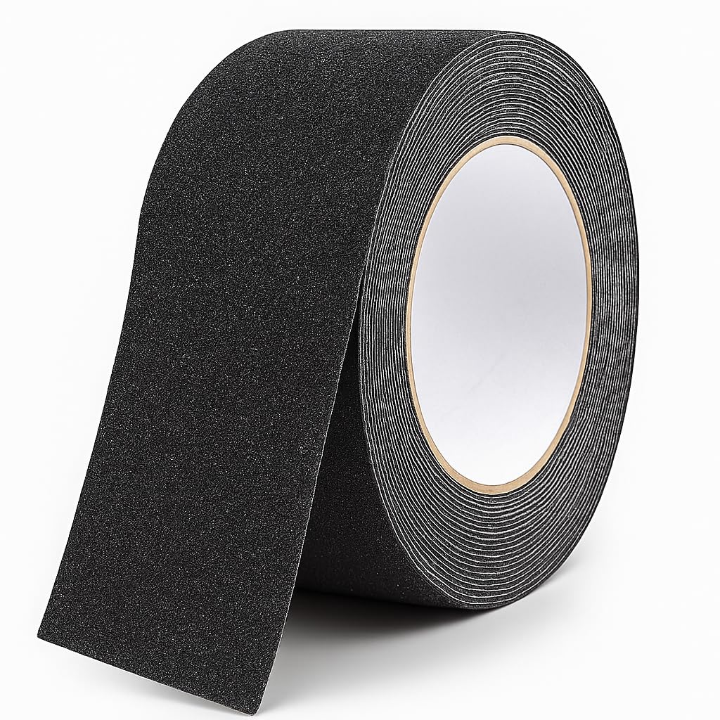Ruban adhésif antidérapant pour escalier, 5 cm x 6 m, autocollant, antidérapant, pour l'intérieur et l'extérieur, noir