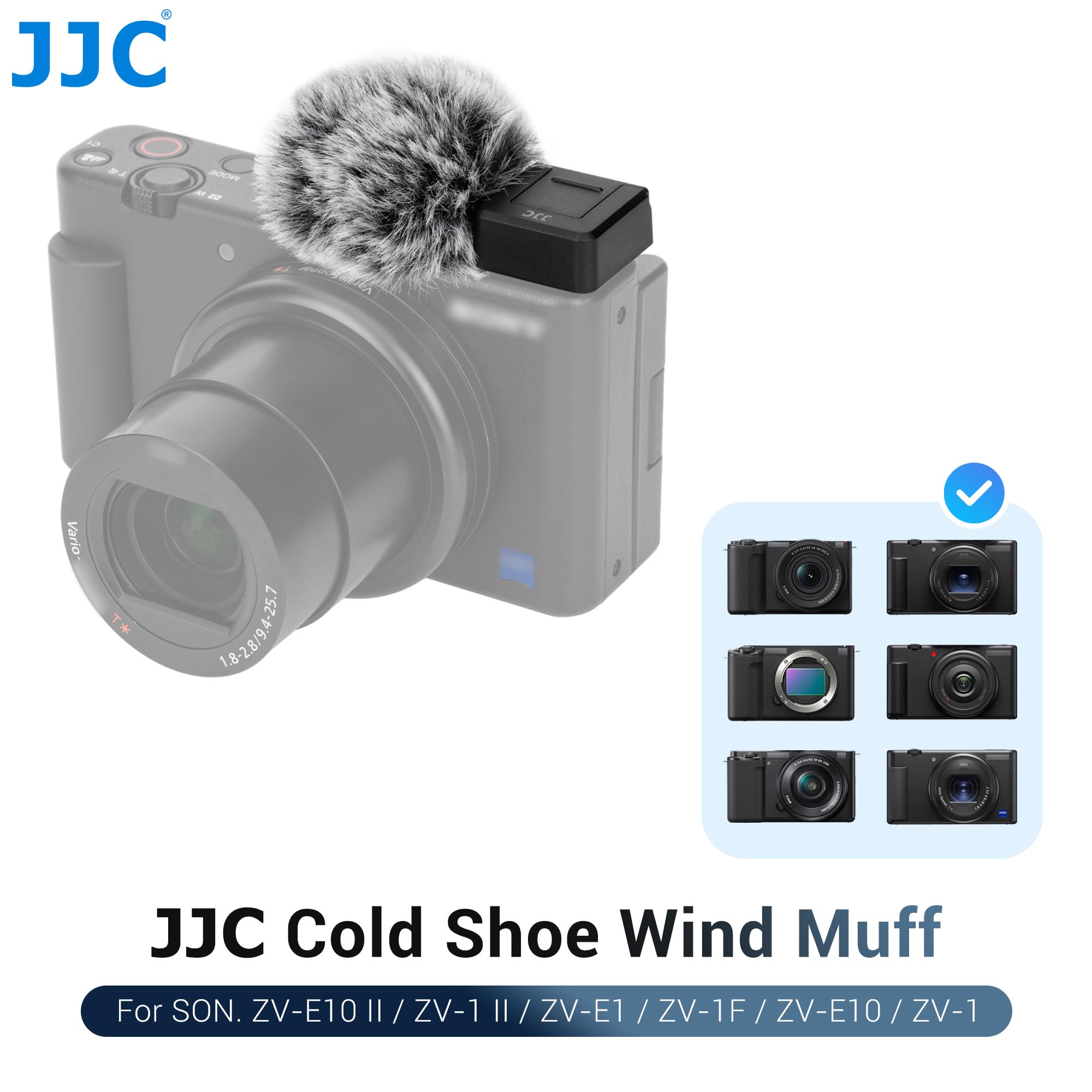 JJC Cold Shoe Adapter with Wind Muff Windshield Compatible with Sony ZV-E10 II, ZV-1 II, ZV-E1, ZV-1F, ZV-E10 - Image 2