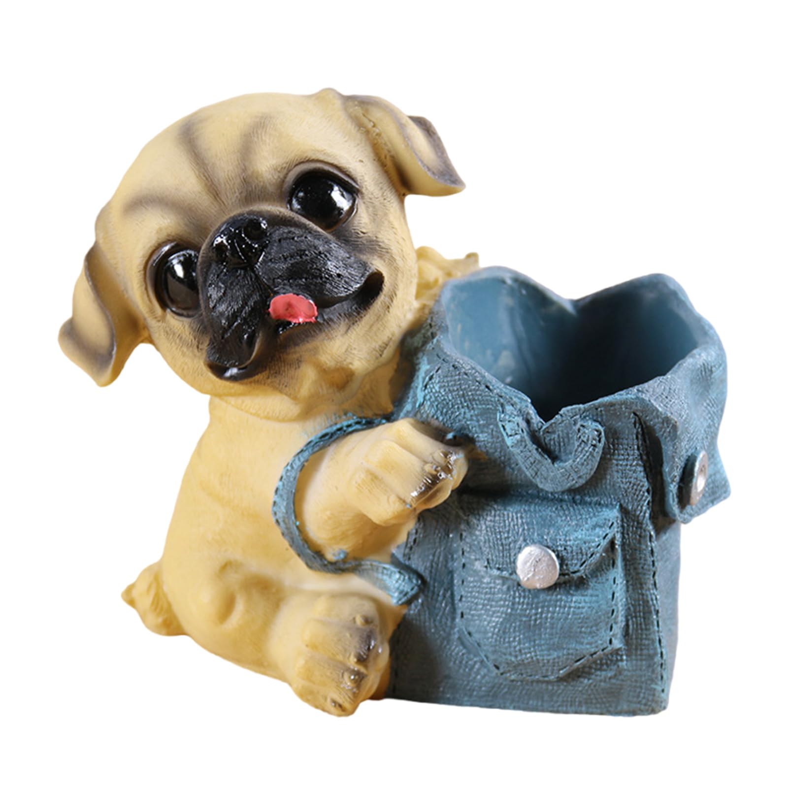Shurhome Dog Shape Pen Cup Table Ornament Resin Pencil Desktop Container Makeup Brush Organizers Storage Box 120x110x75mm Dog Resin