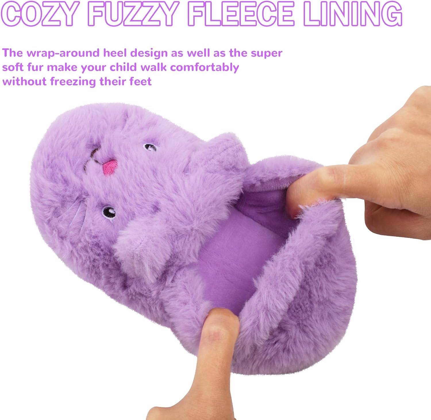 Girls Fluffy Mermaid Star House Slippers Cozy Warm Slip-on Animal House Shoes for Kids Bedroom Indoor Outdoor