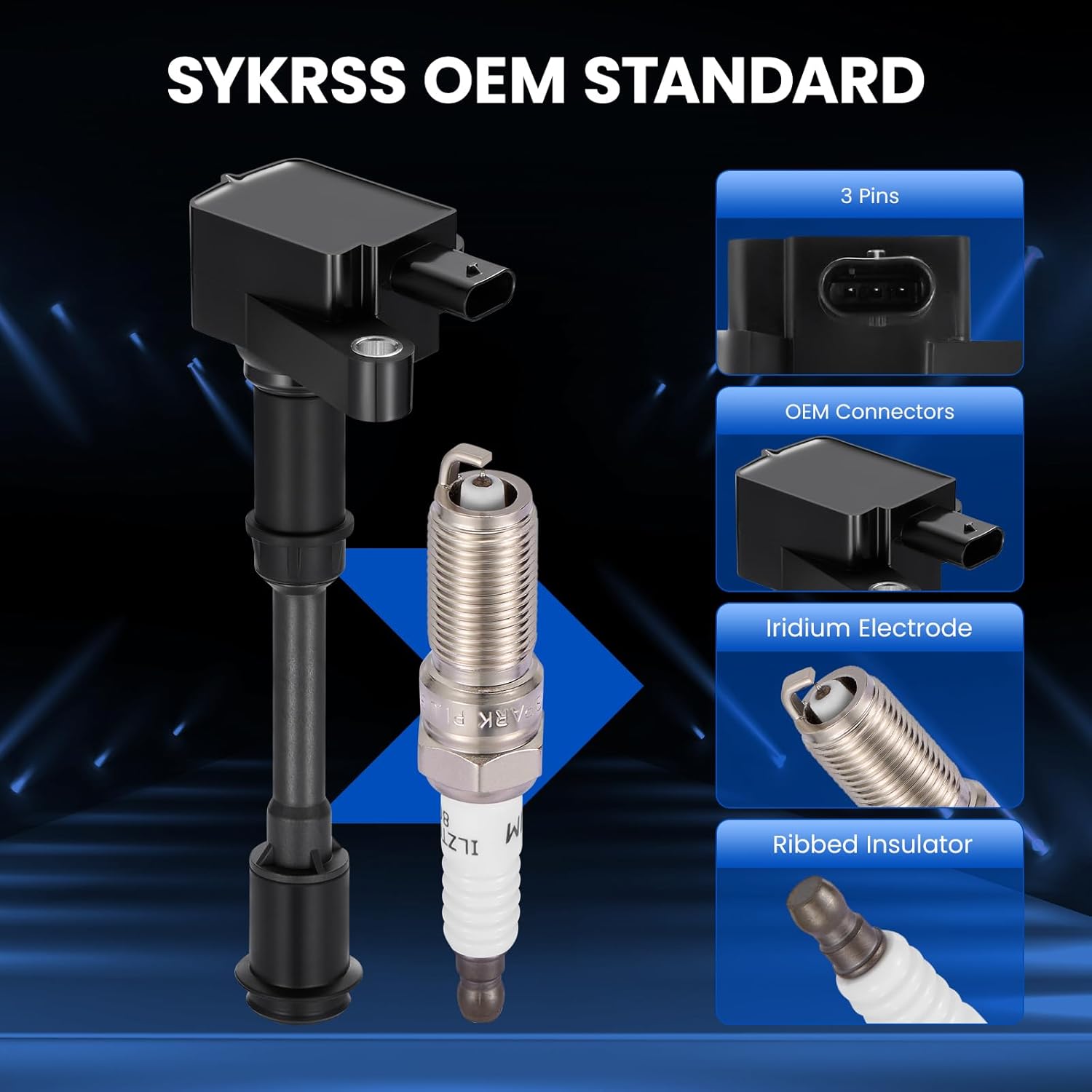 UF674 Ignition Coils & 94769 Spark Plugs Compatible with Ford Escape 13-16, Fiesta 14-19, Fusion 13-14, Transit Connect 14-16, 1.6L l4 - Replaces 2505-555820, 5C1887, GN10644, 26024066-4PCS