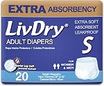 LivDry Sous-vêtements d'incontinence pour adultes, couches pour adultes en plus d'absorbance, protection contre les fuites, moyenne, 19-Pack