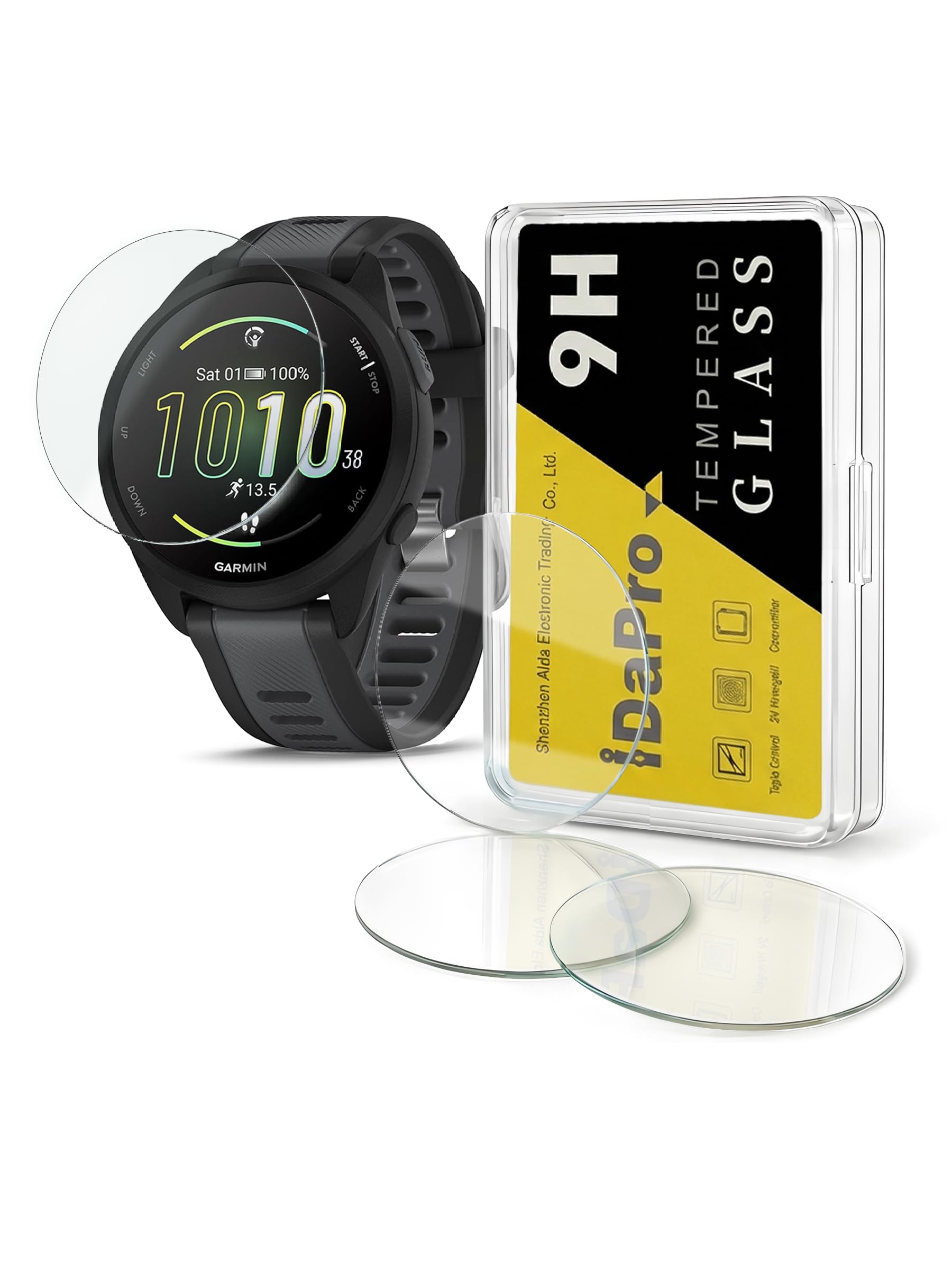 [4Pcs Screen Protector for Garmin Forerunner 165 / Forerunner 165 Music,Tempered Glass,9H Hardness,Anti-Scratch,Anti-Bubble,Easy Installation