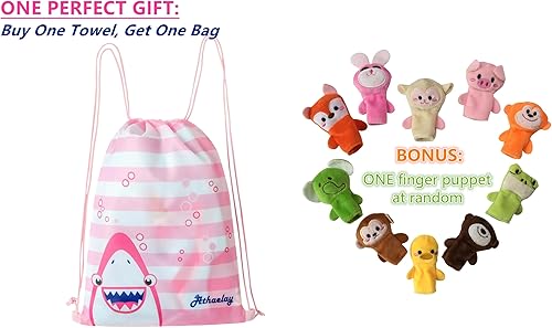 Miniatura 6 de Athaelay Toallas para niños con capucha para baño, playa, piscina, toalla con capucha, poncho para nadar con bolsa con cordón (AAA - sirena)