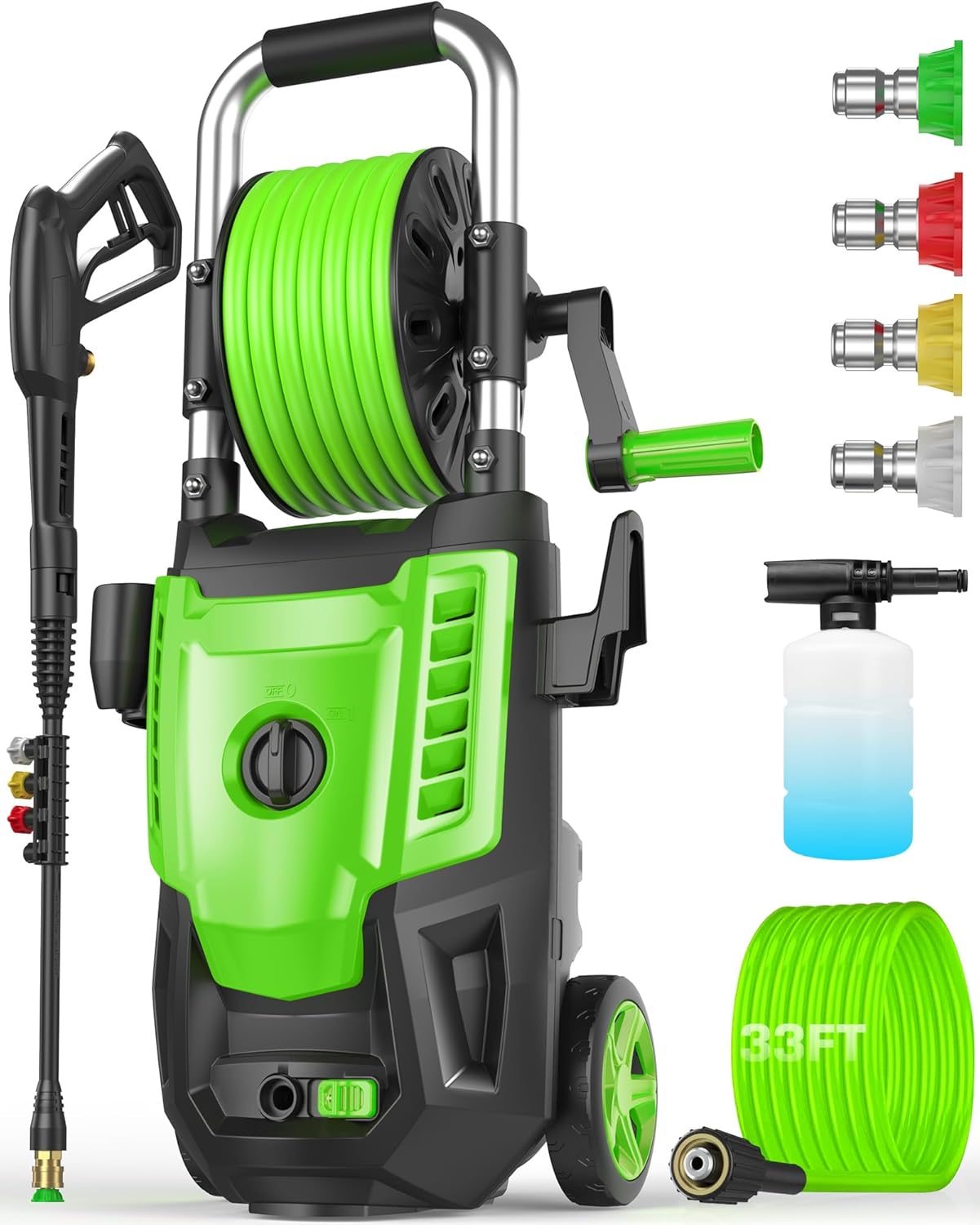 Pressure Cleaner, Portable Power Cleaner with 4 QC Nozzles and Soap Bottle, Cleaner Machine for Cars/Home/Driveways/Patios/Decks/Fences
