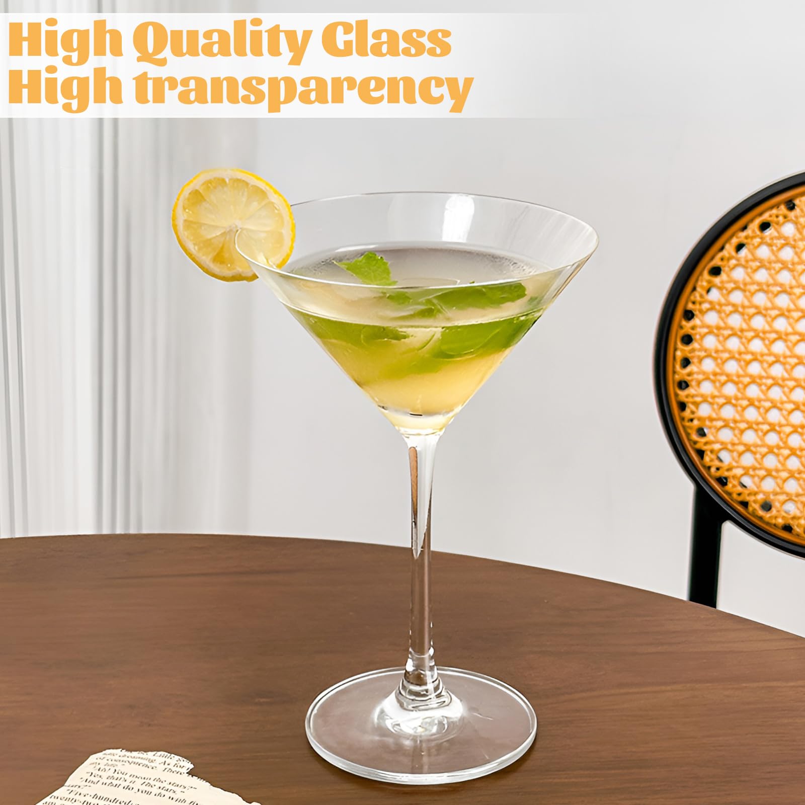 Lot de 4 Verres à Martini - 250 ml - Verres Cosmopolitan - Pour Fête, Maison, Fêtes, etc