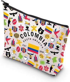 VAMSII Colombia Flag Cosmetic Bag - Multicolor, Cartoon Pattern - Travel Use - Unisex-Adult