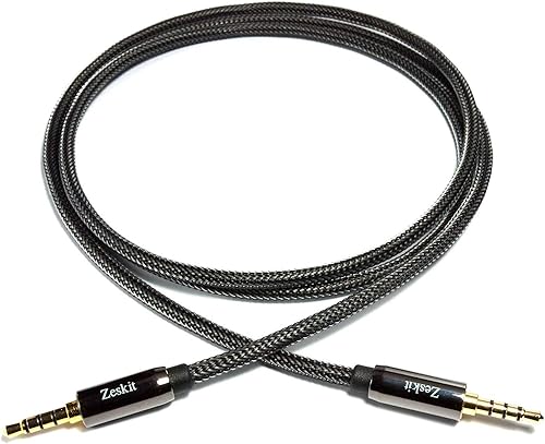 Miniatura 6 de Zeskit Cable de audio AUX macho a macho de 0.138 in de alta calidad, TRRS 4 polos para auriculares con micrófono, altavoces - 4 pies