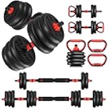 Adjustable Dumbbells,20/30/40/60/80lbs Free Weight Set with Connector, 4 in1 Dumbbells Set Used as Barbell/Kettlebells/Push up Stand, Fitness Workout Equipment for Home Gym for Youth,Women/Men