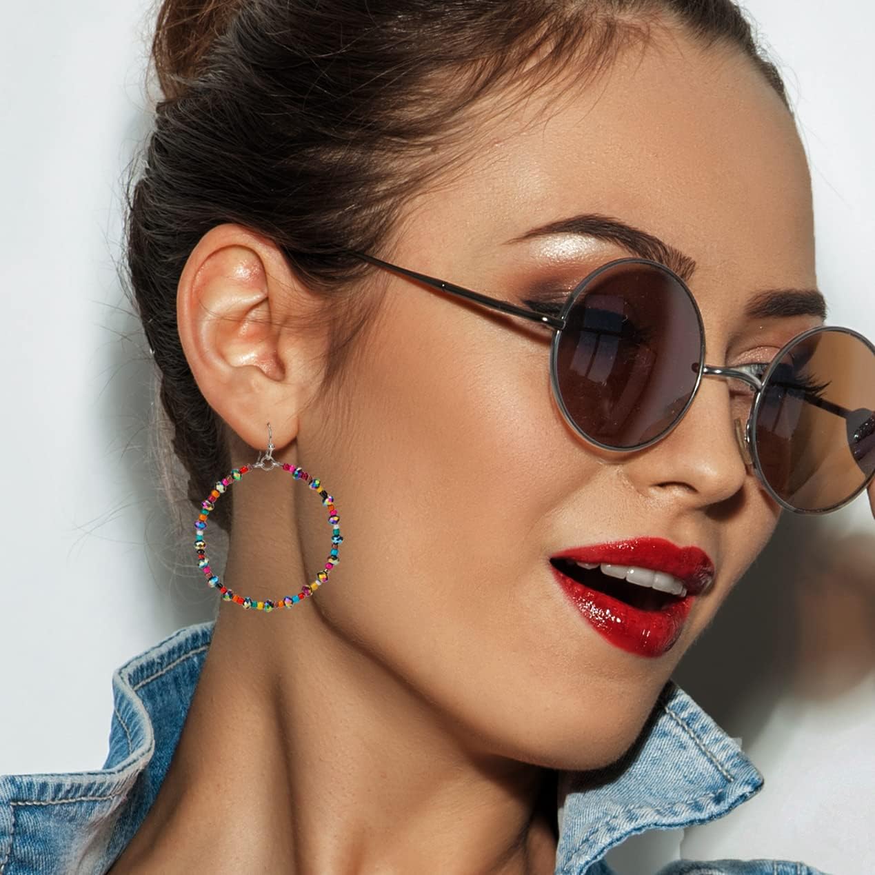 Bohemian Multi-Colored Sequin Hoop Gold Earrings - SPUNKYsoul Collection…