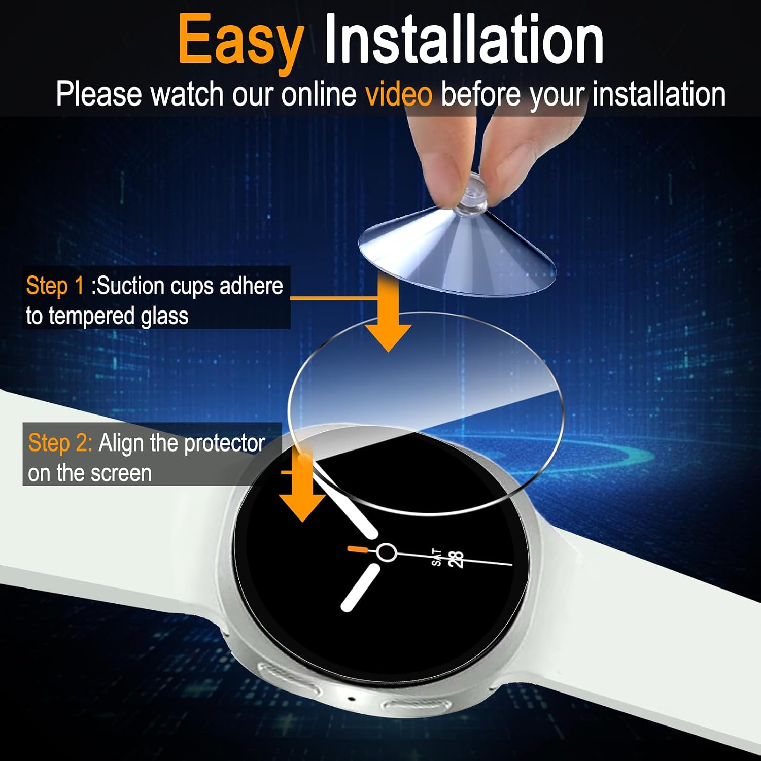 SiHPuoy 4 Pack for Samsung Galaxy Watch 8 Screen Protector 40mm Tempered Glass, HD Ultra-thin,Anti Scratch, Bubble Free, Case Friendly, Accessories Film for Galaxy Watch 8 40mm