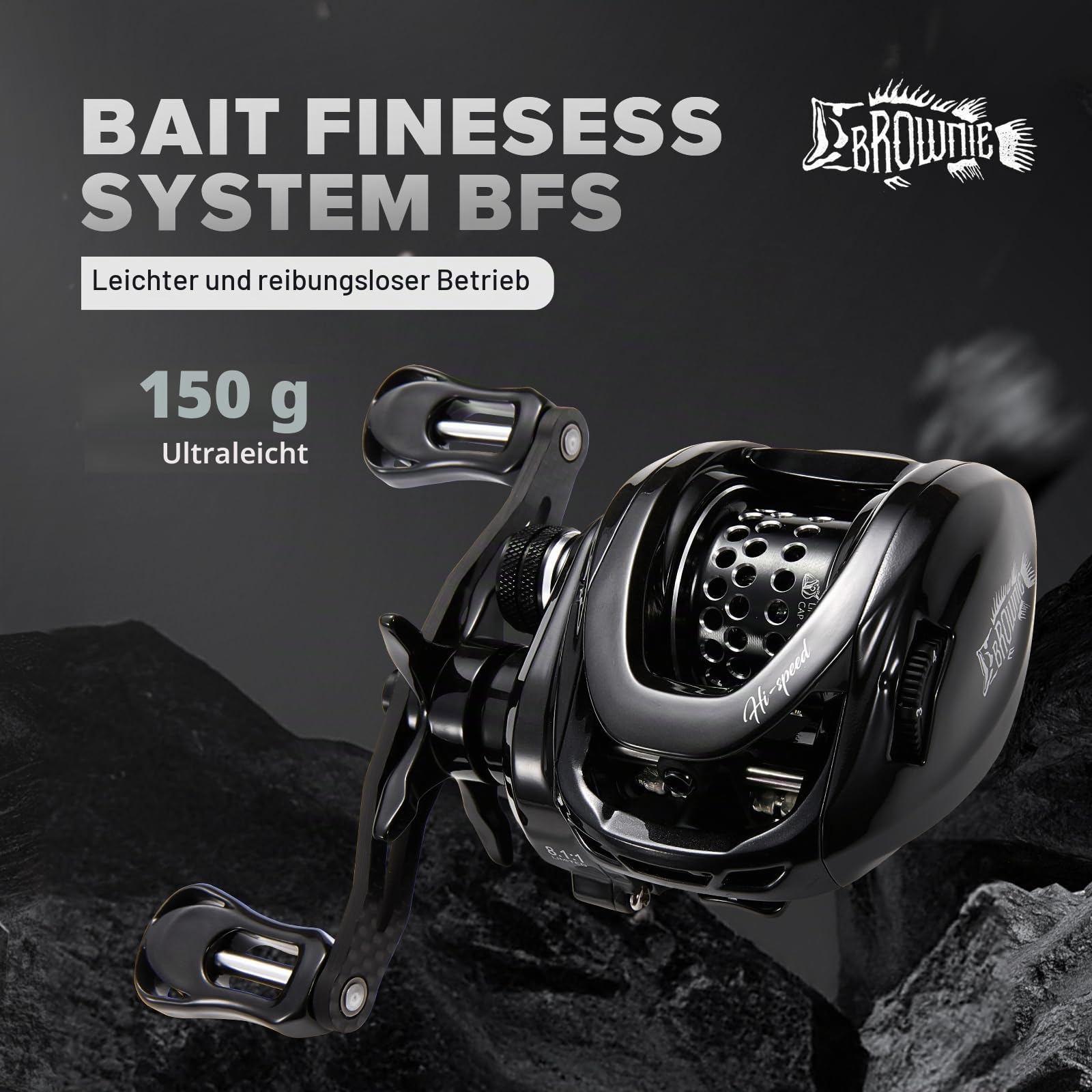 DOVIELLO BMC100 150g/0.33LB BFS Reel Baitcaster Reels with Drag Clciker 8.1:1 High Speed 5KG/11LB Drag Power 11+1BB Baitcasting Reel Bait Fitness System Carbon Fishing Reel