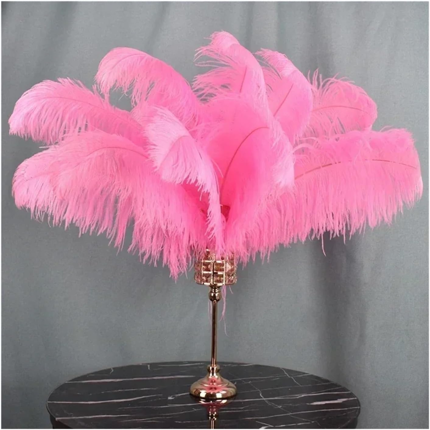 Ostrich Feathers 15-70cm/6-28" Pink Ostrich Feather Decor Ostrich Feathers DIY Handicraft Party Table Centerpieces Wedding Accessories Decoration(50-55cm Big Pole,50 Pcs)