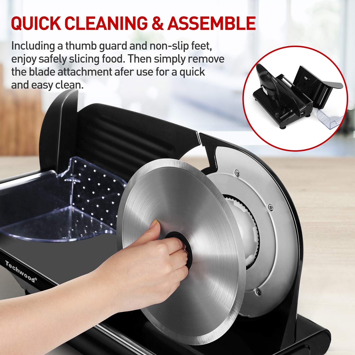 Buy Meat Slicer, Techwood Electric Deil Food Slicer with Removable 9