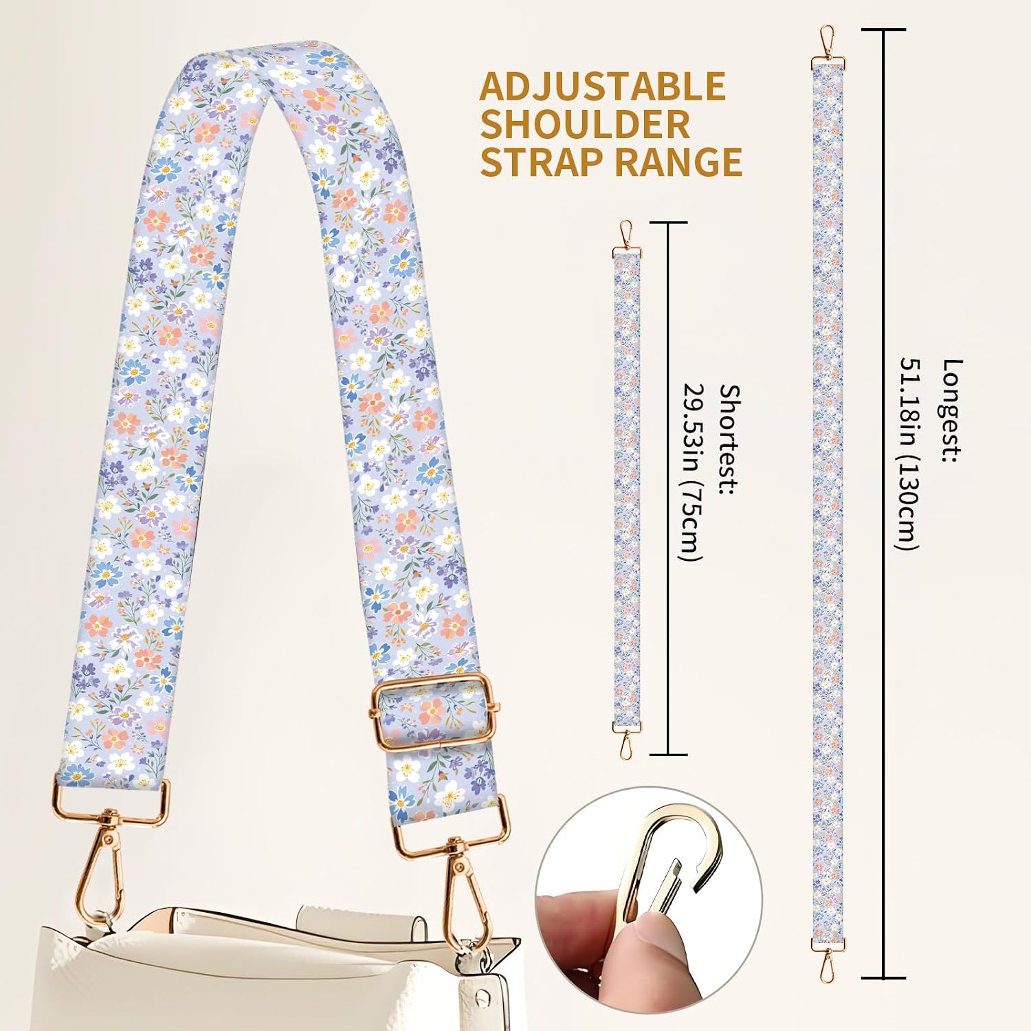 Purse Strap Replacement Crossbody 1.5" Wide Gold Buckle Shoulder Strap, Cute Handbag Strap Bag Strap image 3