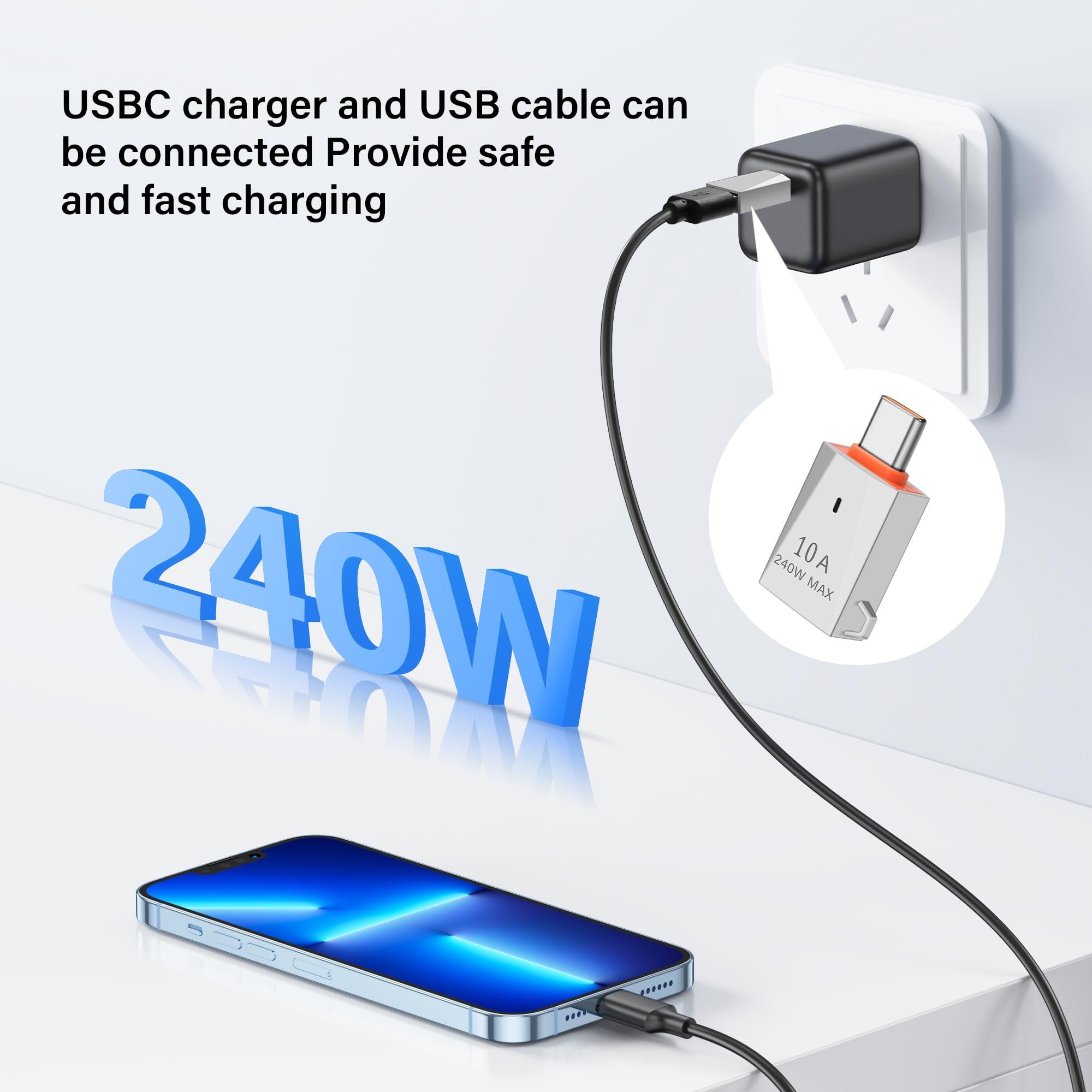 SinLoon USB-C Auf USB-A Adapter (4 Stück) – 240W, USB 3.0, OTG-fähig, In 4 Farben