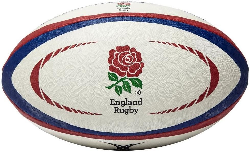Gilbert England Rugby Replica Ball - White/Red, Size 4
