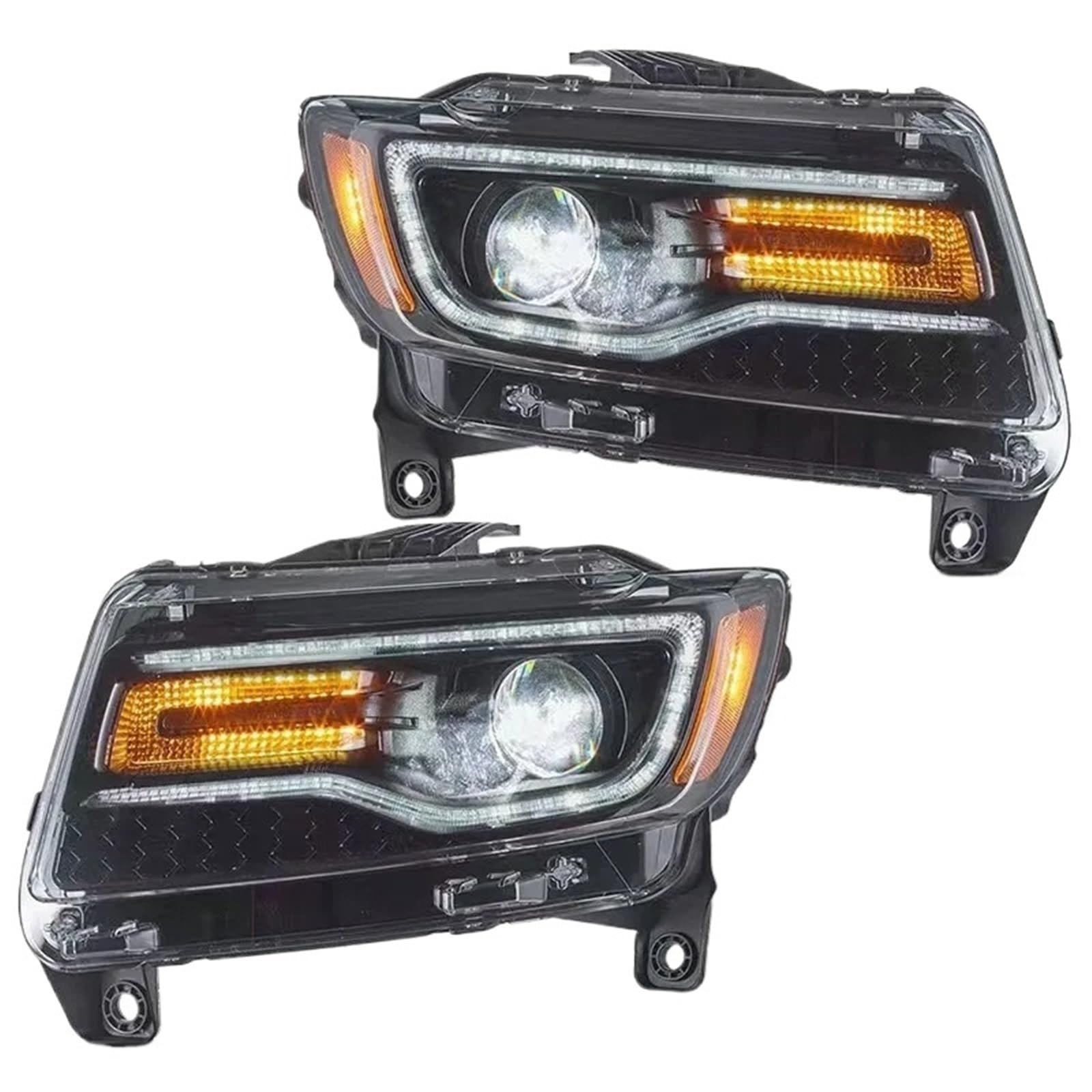 Do Grand Cherokee WK2 2011-2013 Światła drogowe | Przednie Światła DRL Start Sekwencyjne Montaż Lampy Reflektory LED(Right Hand Drive)