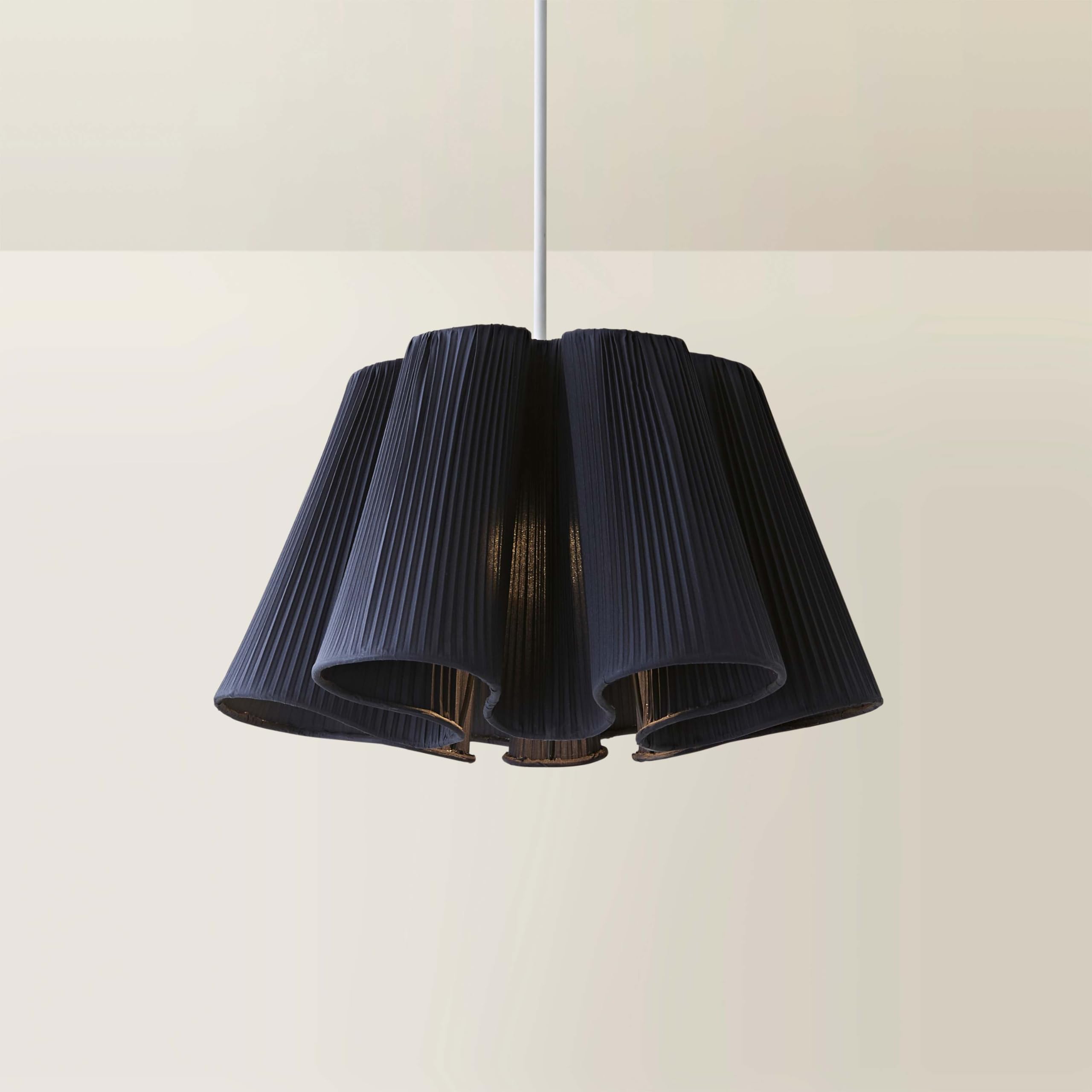 ValueLights | Jemima Navy Blue Pleated Scalloped Easy Fit Lamp Shade with Bulb | Lamp Shades, Home Décor & Improvement Essential | Includes Bulb