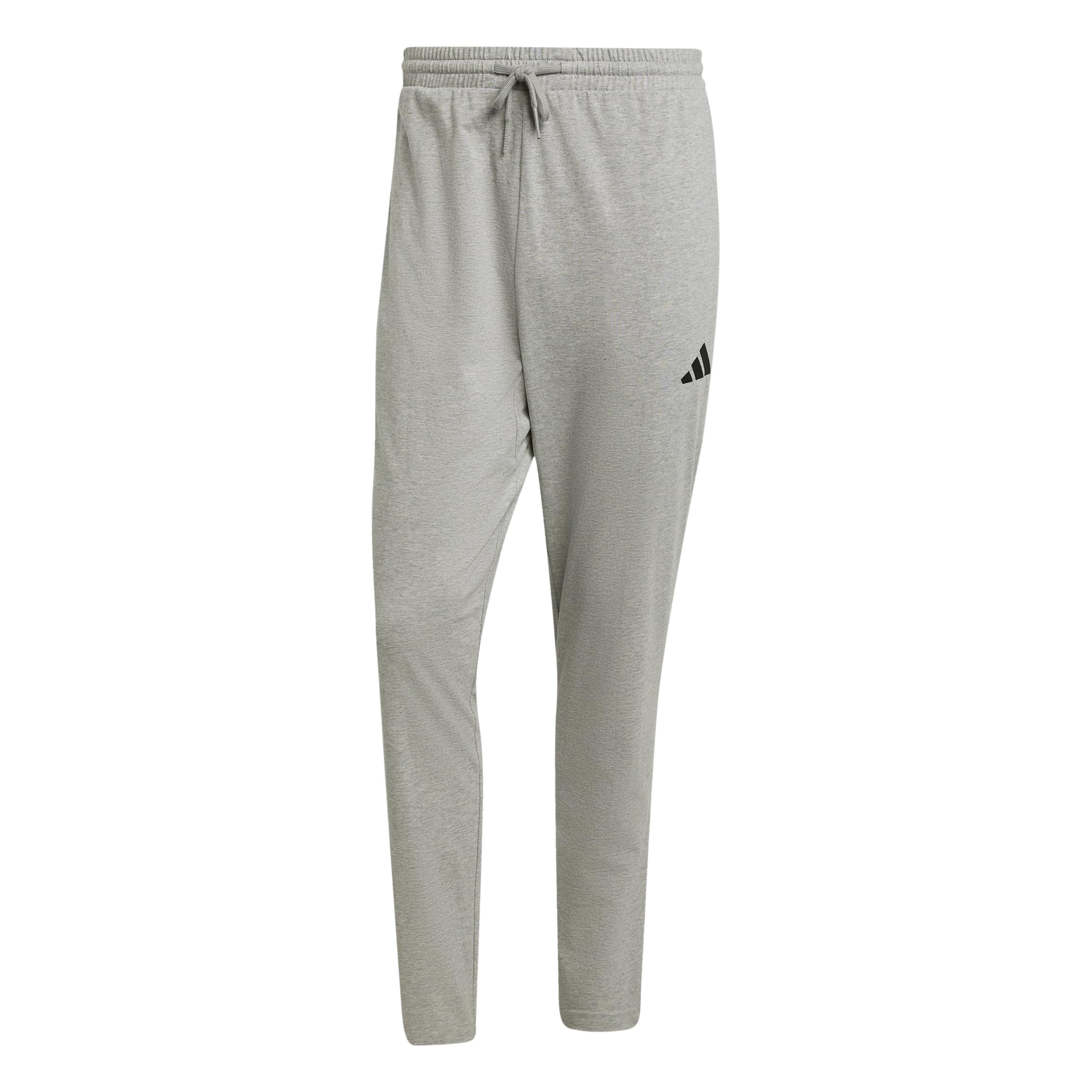adidas Men's Essentials Small Logo Single Jersey Pant, Medium Grey Heather/Black, XL