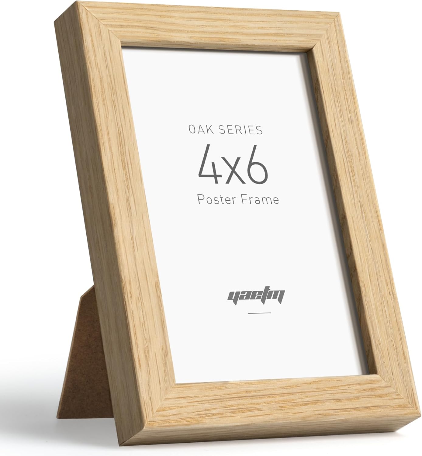 Yaetm 4x6 Oak Picture Frame, Natural Solid Oak Wood 4 x 6 Frame with Tempered Glass, Tabletop & Wall mount, Single 4x6 - 1 pack Oak (black. As is)