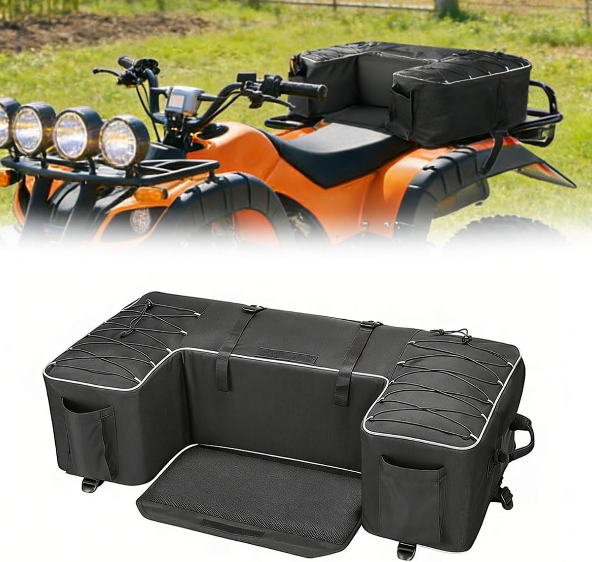 ATV Rear Seat Storage Bag for Polaris Sportsman 450, Durable Organizer Quad & Four Wheeler Cargo Bag, Water-Resistant for Trail, Farm Work & Outdoor Gear