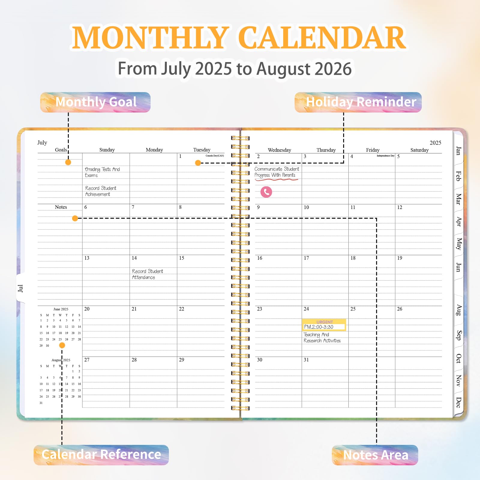 Snapklik.com : 2025-2026 Planner, Weekly And Monthly Agenda From July